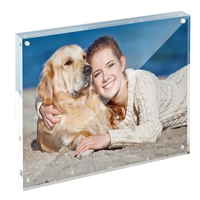 TWING 3.5x5 Inch Acrylic Picture Frames,20MM Thicknes Double Sided Magnetic Clear Photo Frame, HD Frameless Magnetic Photo Frame Display for Desktop Gift Ideal, Cleaning Cloth Included