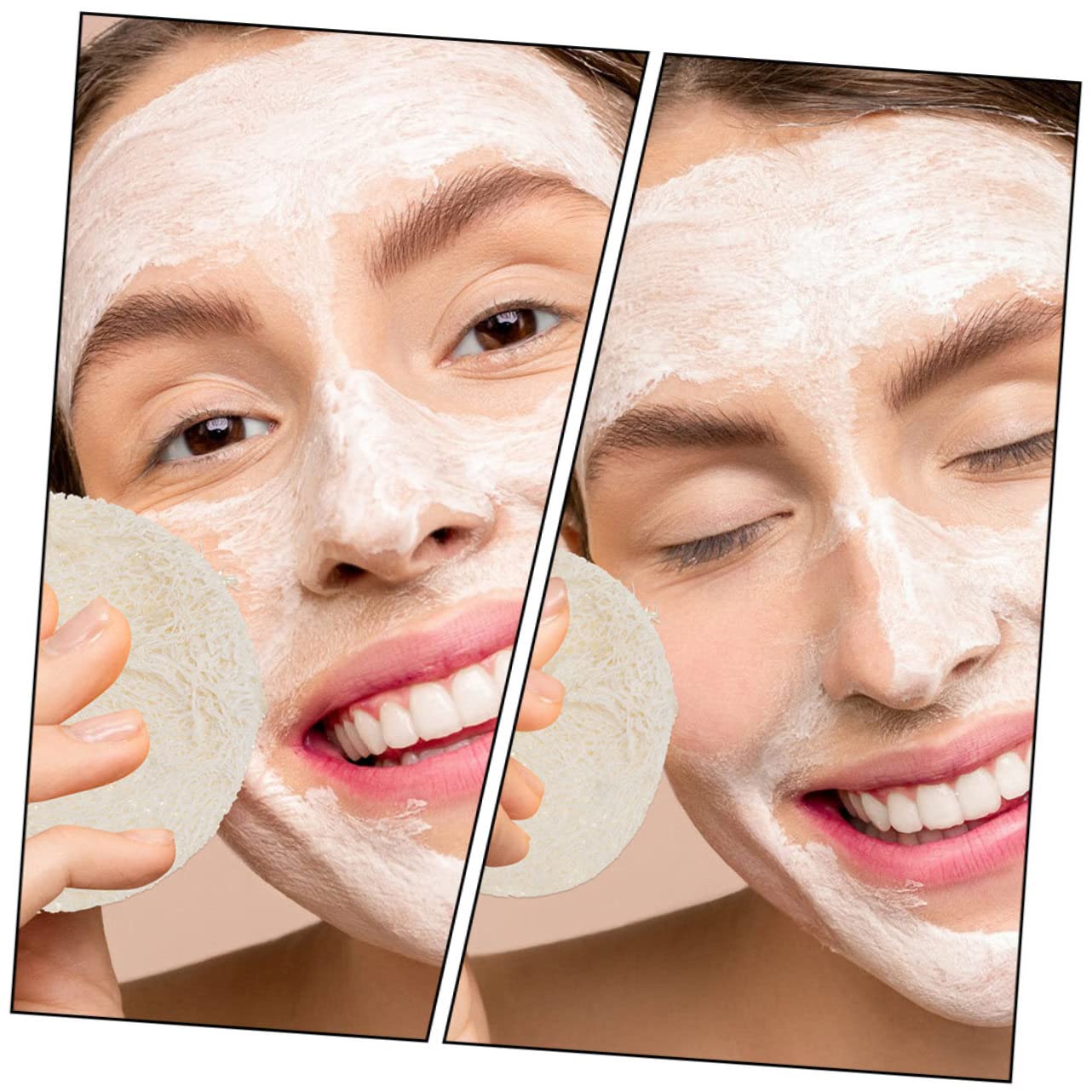 DOITOOL 60pezzi Spugnette Rotonde Per Detersione Viso Struccante Naturale Cellulosa Per Esfoliazione e Pulizia Del Viso Adatto Per Uso Quotidiano e Viaggi