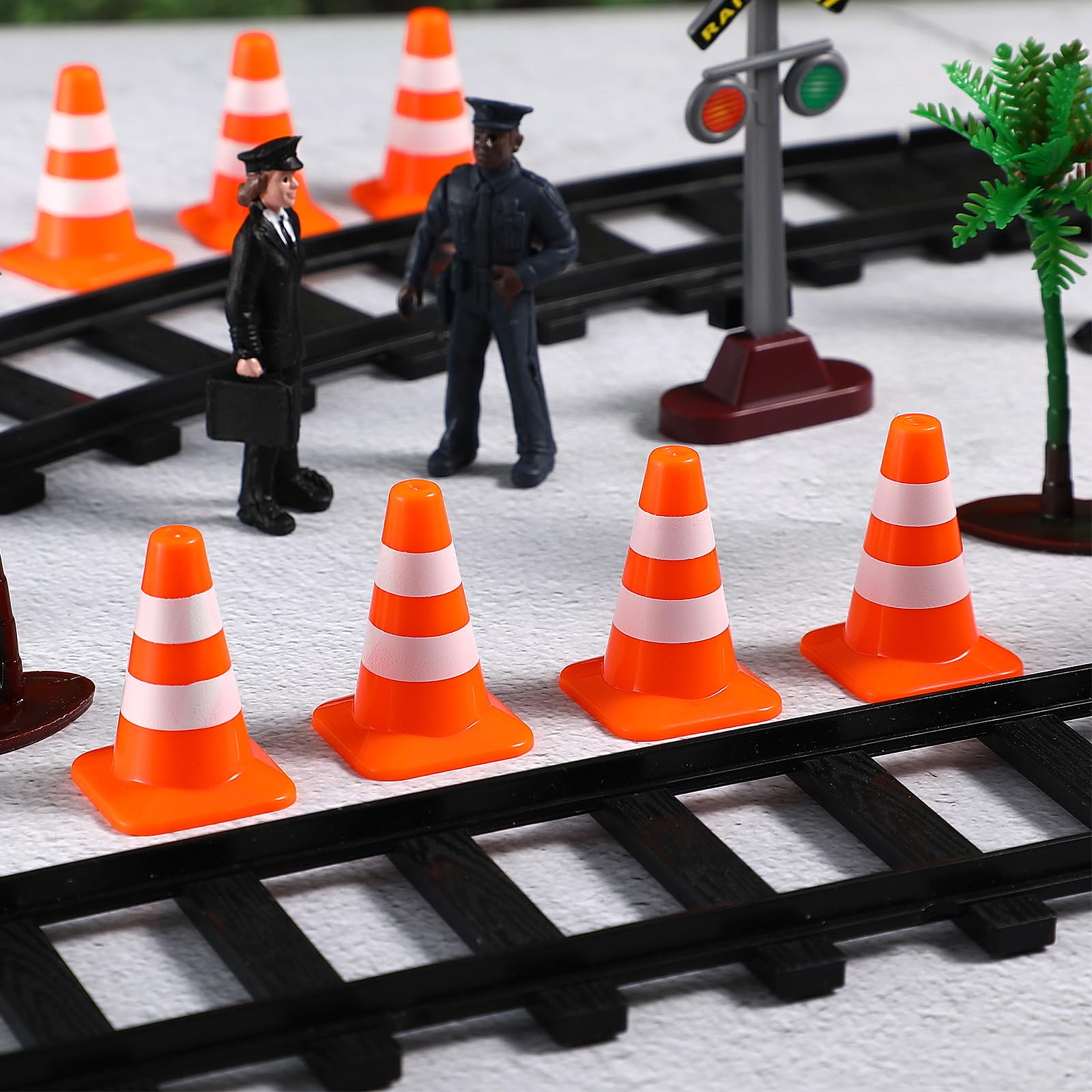 SAFIGLE 7-Piece Miniature Road Traffic Cones Set, Kids Sand Table Model Playset - Image 3