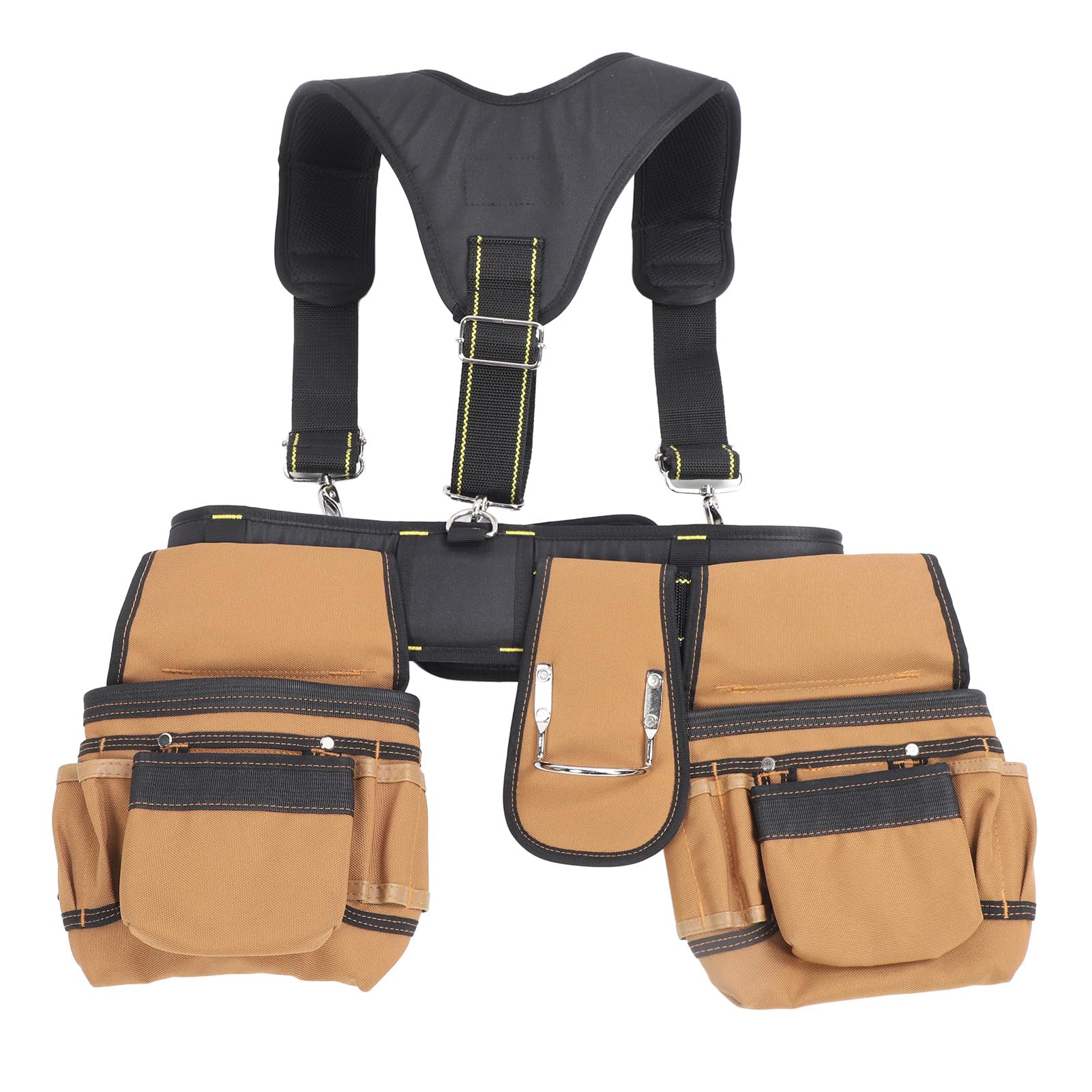 Cinturón de Herramientas de Construcción Ajustable con Bolsas Desmontables para Electricistas, Carpinteros y Fontaneros Tela Oxford 1200D