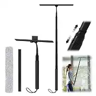 Shower Squeegee for Glass Doors, Telescopic Squeegee for Window Cleaning | 15-51" Shower Squeegee with Long Handle, Extendable Window Cleaner Tool for Tile Walls, Sliding Door, Floor, Car Windshield