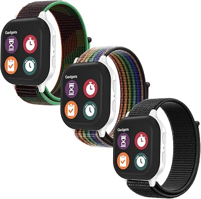 OWKEY 2 Pack Replacement Nylon Bands Compatible With Gizmo Watch 3 2 1/Gabb Watch 3e 3 2 1/SyncUP Kids Watch, Hook & Loop Design Easy for Kids to Put On & Off, Breathable & Washable