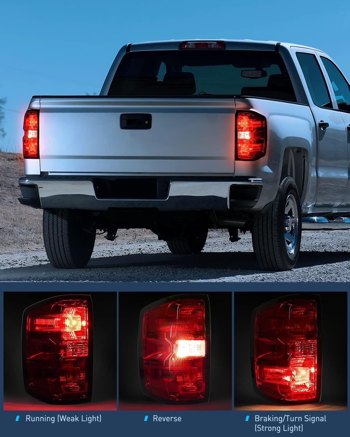 Nilight Taillight Assembly Compatible with 2014 2015 2016 2017 2018 2019 Chevy Silverado 1500 2500 HD 3500 HD 2015-2019 GMC Sierra 3500HD 2019 Silverado 1500LD OE Style Rear Lamp Replacement