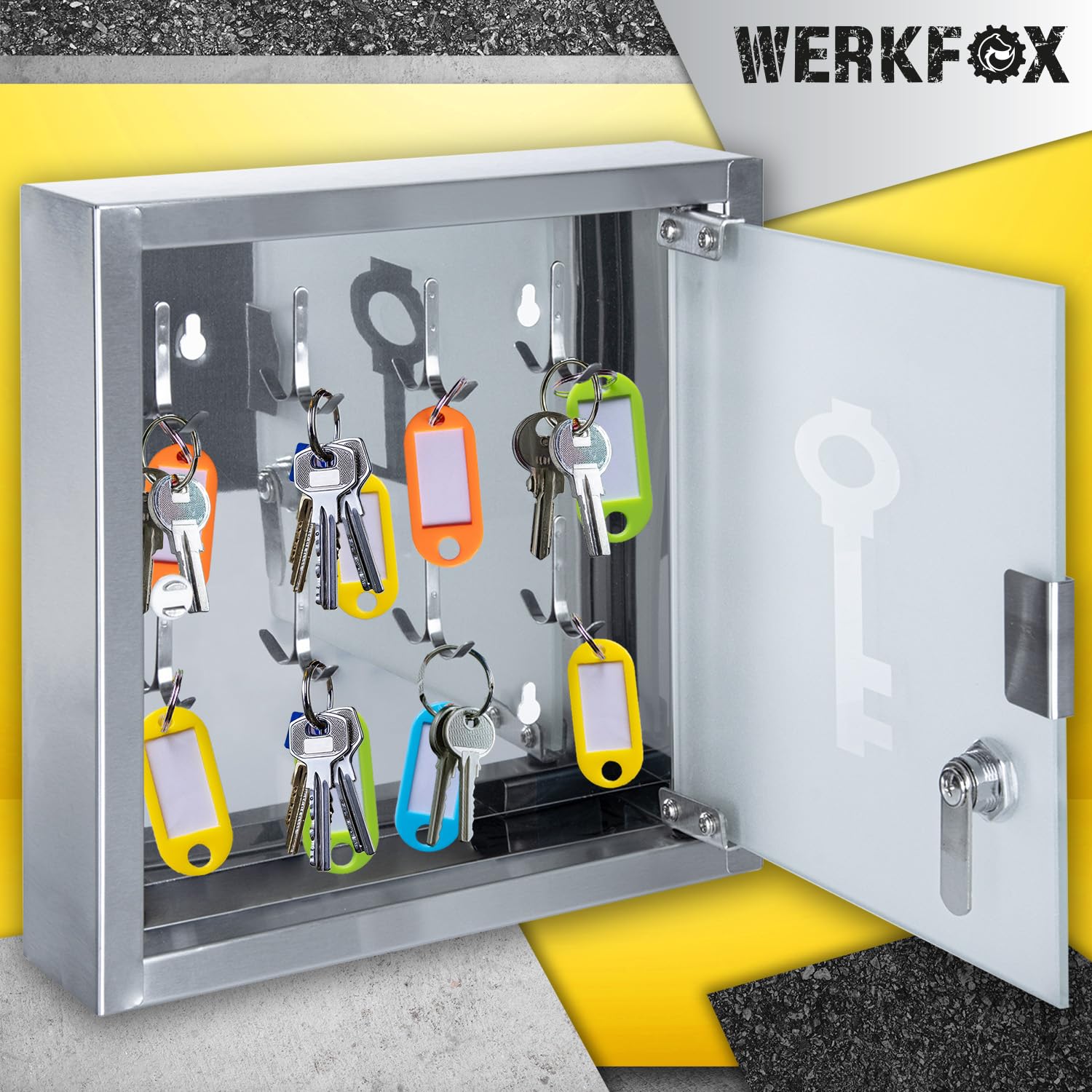 Schlüsselkasten aus Edelstahl, Schlüsselbrett mit Glastür für die Wand (Schlüsselschrank) Küche, Haushalt & Wohnen