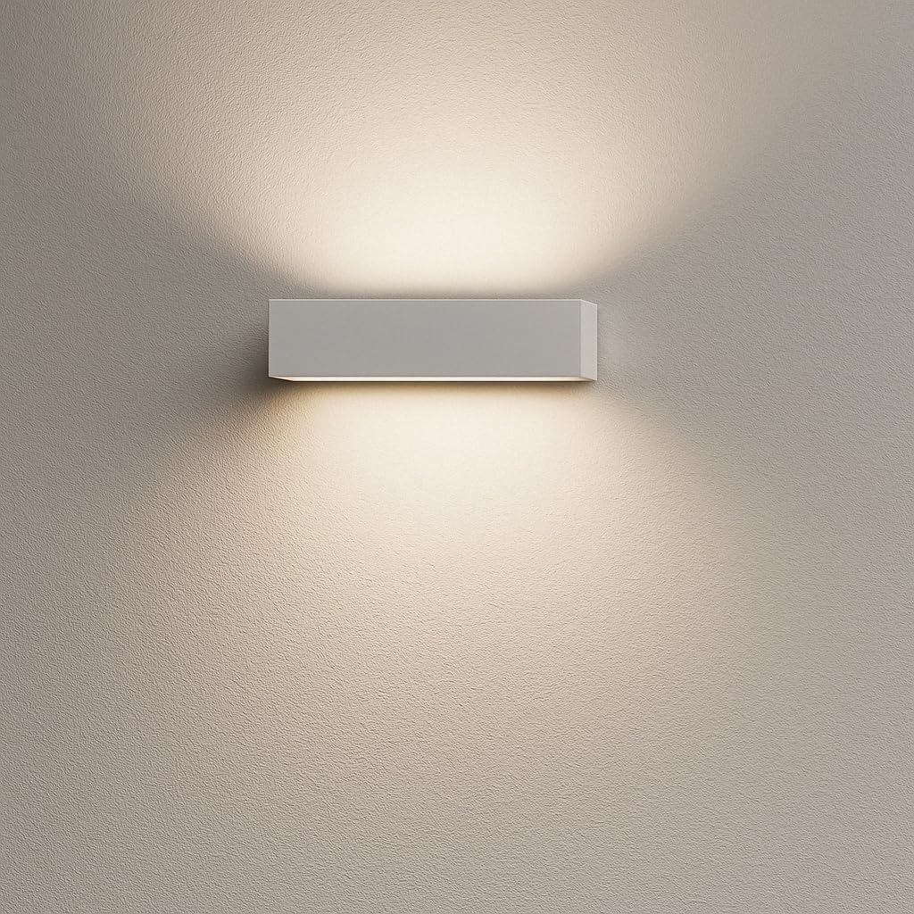 Applique LED da Esterno IP65 Biemissione Up&Down 14W con Selettore Colore, 1100 Lumen, Luce Calda Naturale Fredda, Alluminio, per Facciata (Bianco)