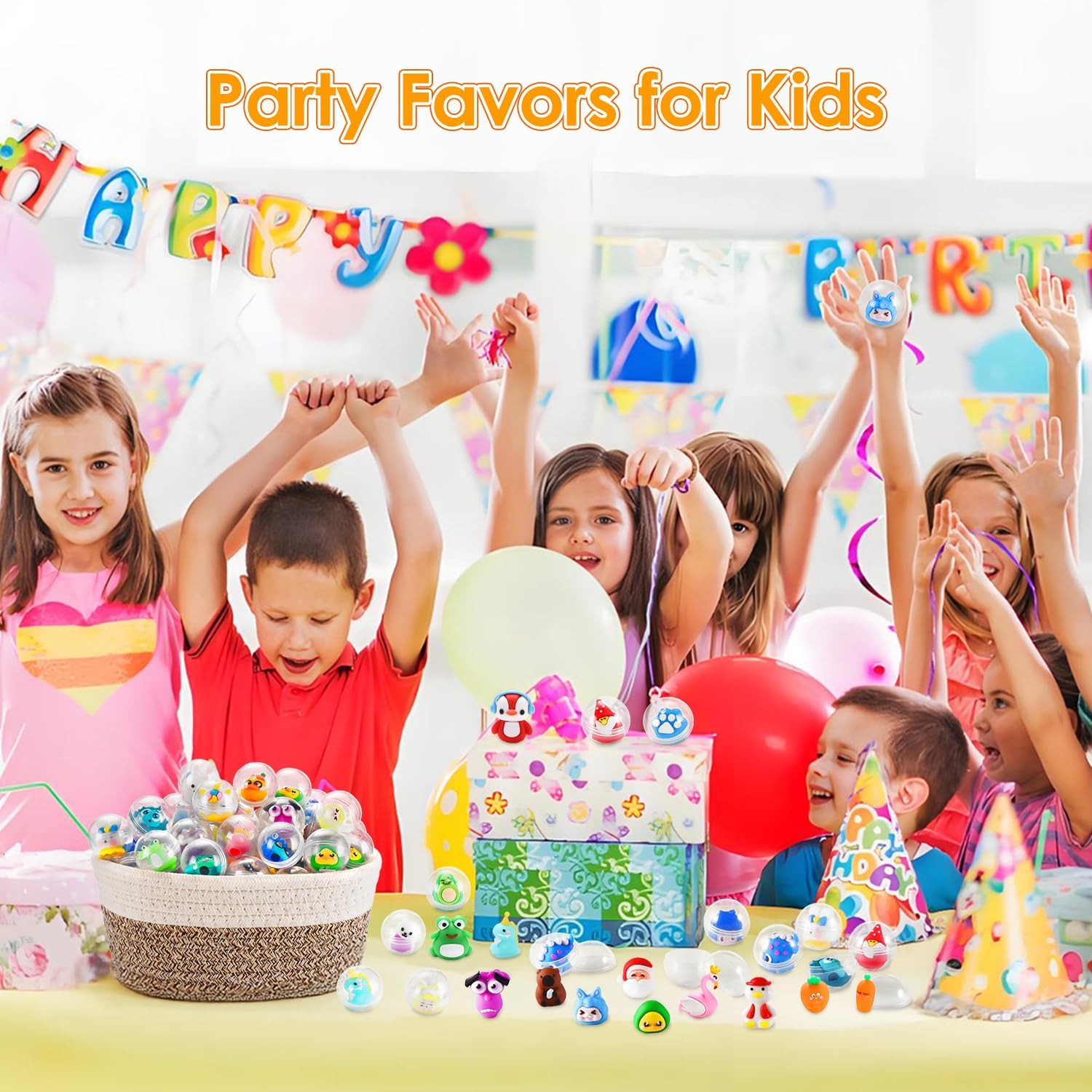 Arcimatto 50 Pack Adorable Party Favors Capsule Toys, Bulk Mini Kawaii Claw Machine Prizes Birthday Gifts for Boys Girls Goodie Bag Christmas Stocking Easter Stuffers Treasure Box Classroom Prizes