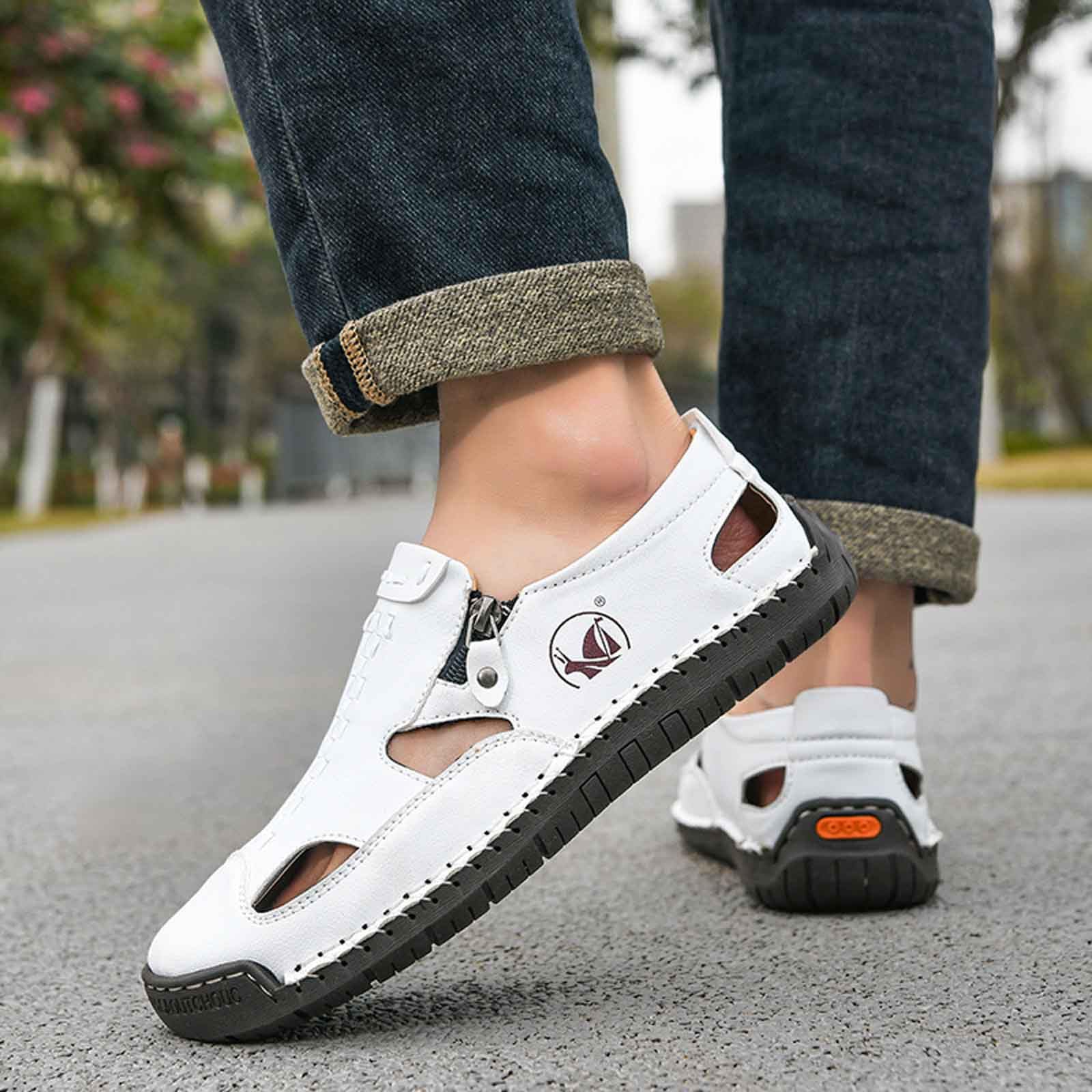 Chaussure Homme Ete Sandale Homme Sandales Confortable Plage Marche Chaussures Pieds Larges Hommes Cuir Été 48 Piscine Pied Large Flexible Barefoot Sandals Randonnée 45 Blanches Plastique D De Corde
