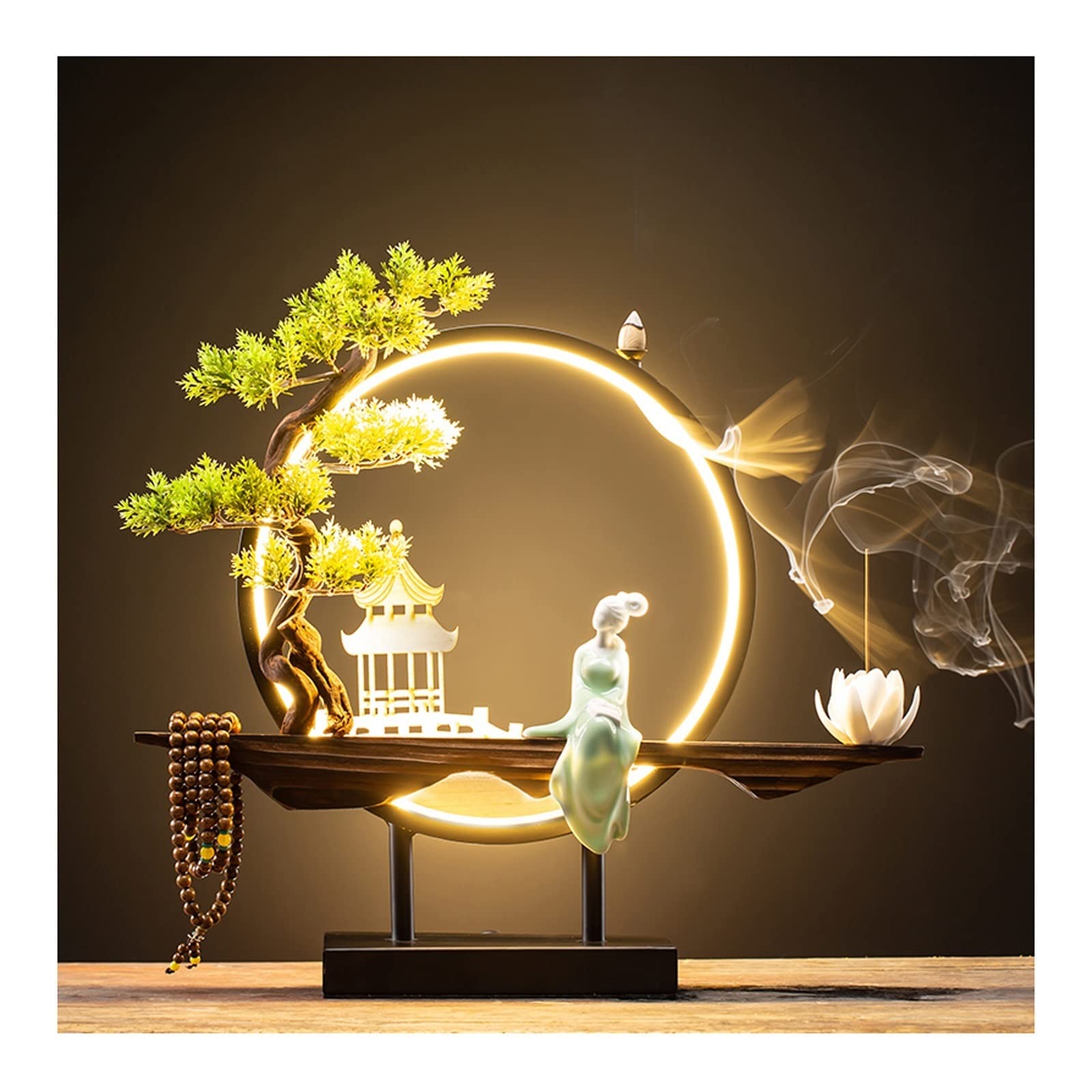 Basxdrfxz B Incense Holder Ase Creative Chinese-Style Censer Decorations Ceramic Reflux Holder Aromatherapy Furnace Eautiful Home Decoration(B)