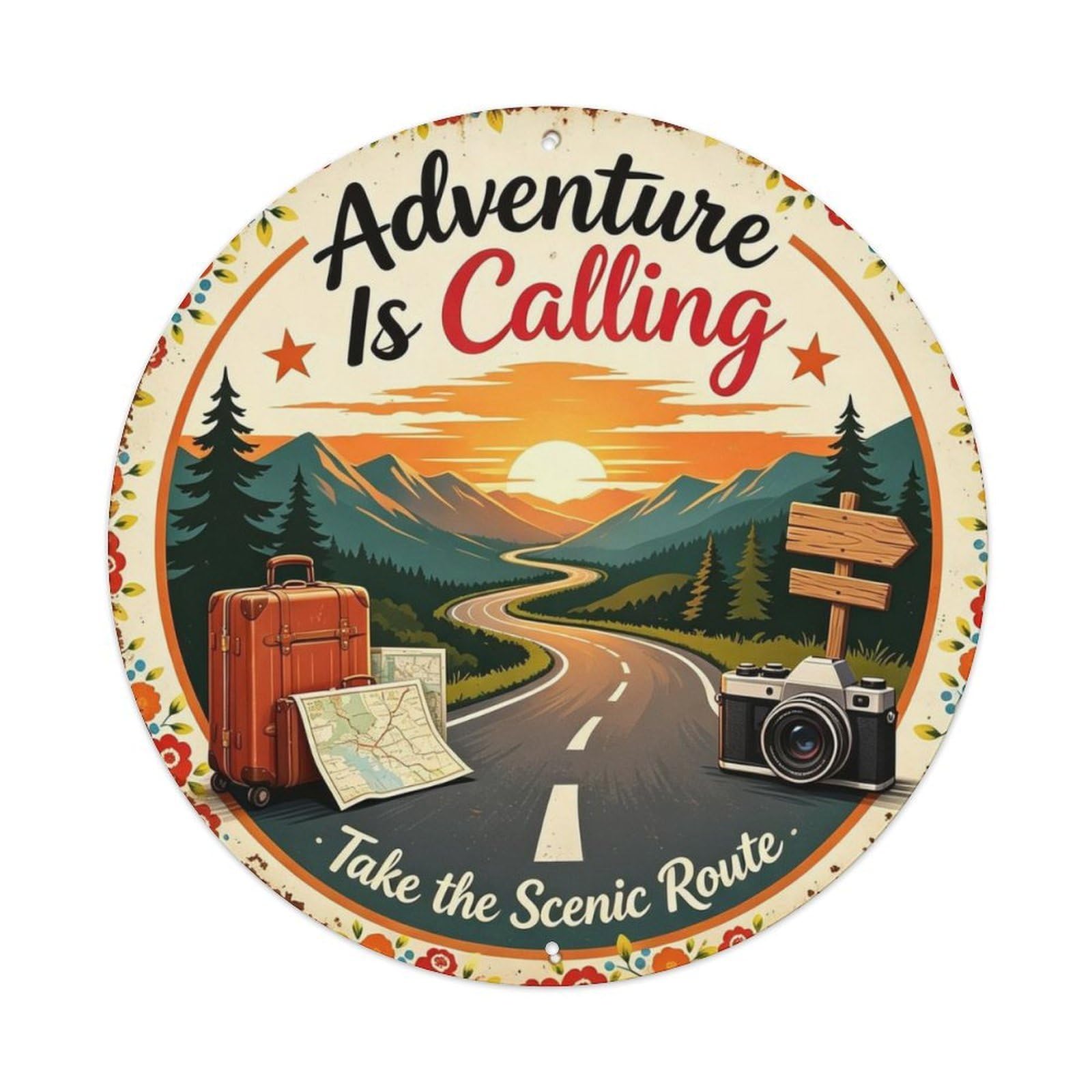 Take The Scenic Route Metal Tin Sign Plaque