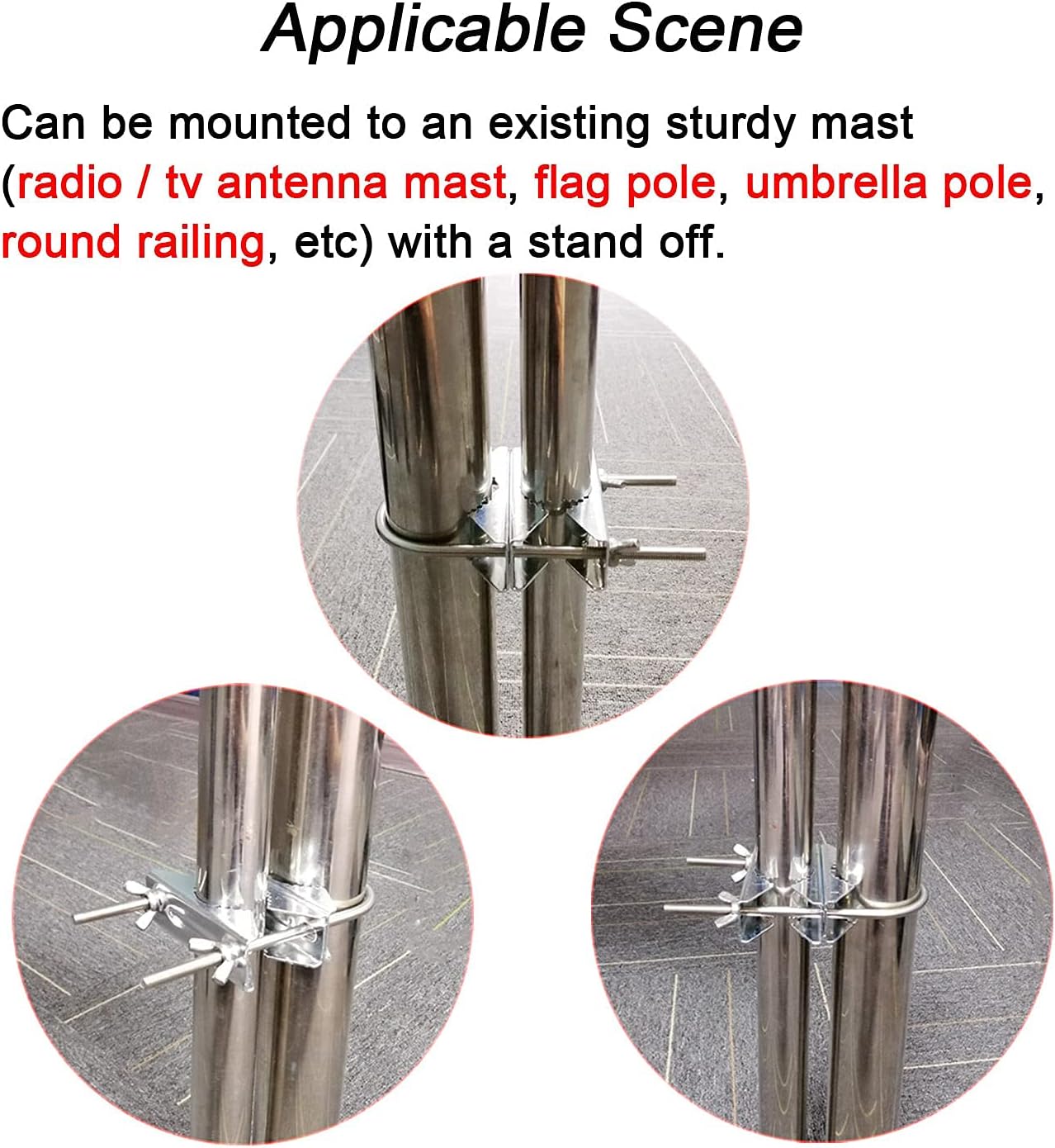 Antenna Mast Clamp V Jaw Block, Mast to Mast/Pole to Pole Mounting Bracket Holder Kit (3 Pack Square Clip & 2 Pack U-Shaped Clip Bundled)