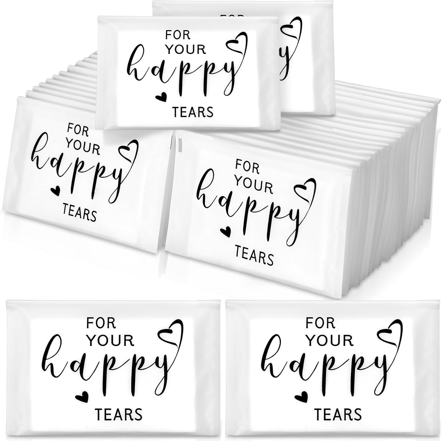 Yinder 60 Bulk Happy Tears Tissue Packs for Wedding 3 Ply Pocket Size Tissues Packs for Guests Facial Individual Wedding Favors Party Supplies Travel Graduation Celebration(Gold Floral)
