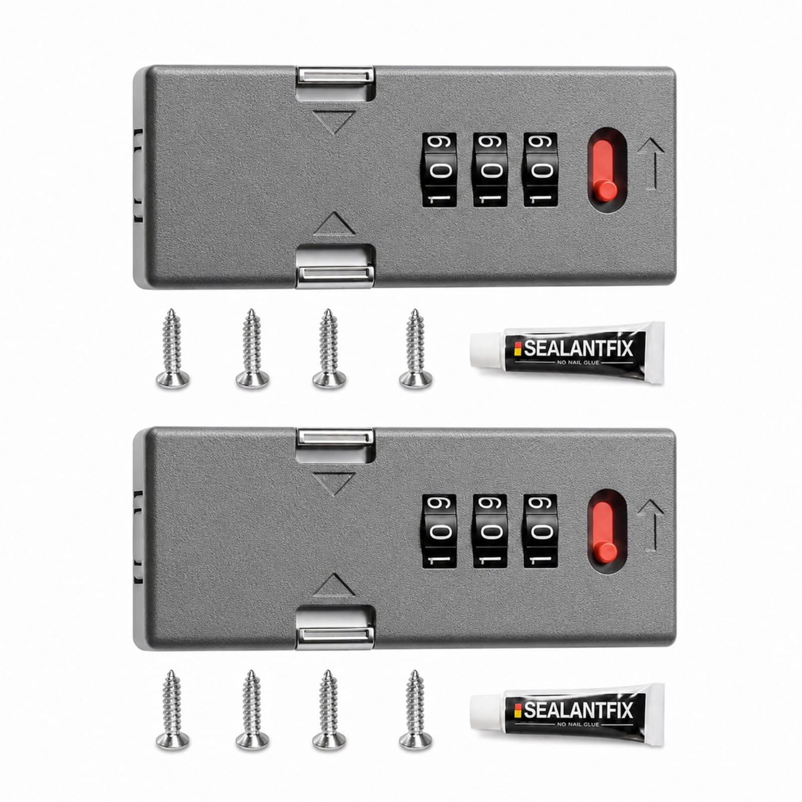 Serrure sans clé pour armoire et tiroir en alliage gris x2