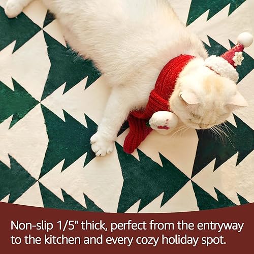 Miniatura 4 de jinchan Alfombra de pasillo de Navidad de 2 x 10 pies, color rojo, alfombra de pasillo roja para árbol de Navidad, alfombra lavable antideslizante