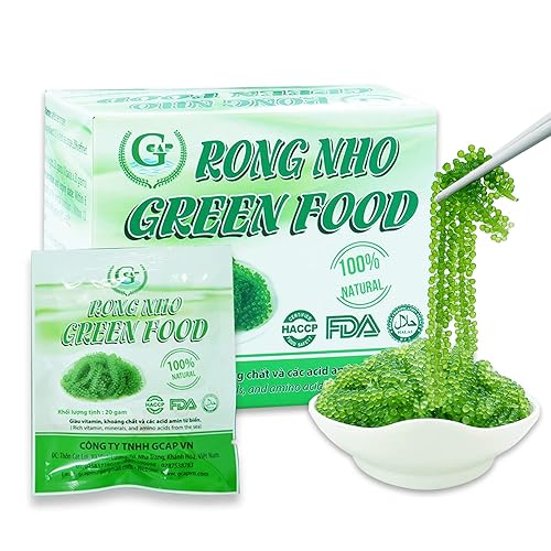 GREEN FOOD Uvas marinas - Lato deshidratado - Algas marinas orgánicas - Umibudo - Caviar verde - Caullentillifera - Deliciosa frescura crujiente y