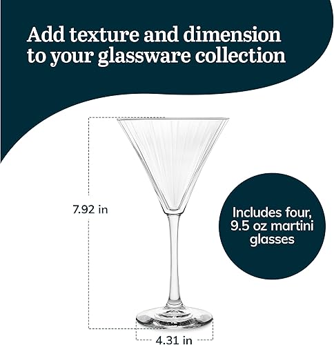 Vista 17 de Libbey Entertaining Essentials - Juego de 6 vasos de Martini aptos para lavavajillas, vasos de Martini de tallo alto para fiestas y más 8 oz - Juego
