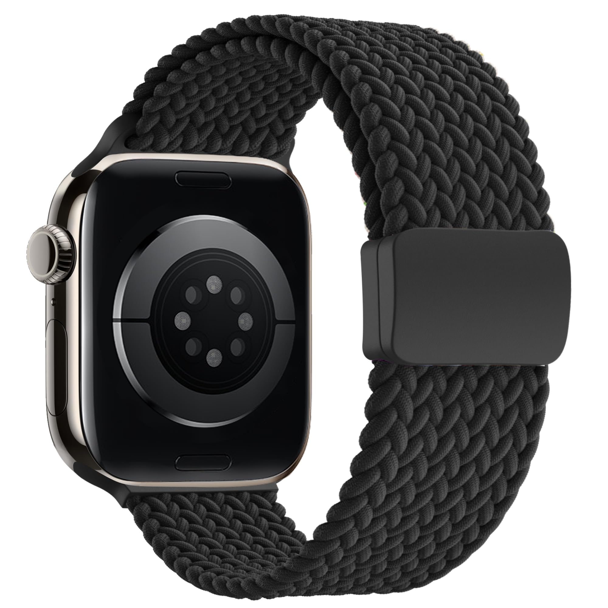 Braceleter Braided Stretchy Band Compatible with Apple Watch Band 38mm 40mm 41mm 42mm 44mm 45mm 46mm 49mm Women Men, Adjustable Nylon Elastic Magnetic