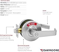 Vista 7 de Manija de puerta comercial OAKMOORE Cerradura para baño vacante, ocupado y comercial para baño público y edificios industriales