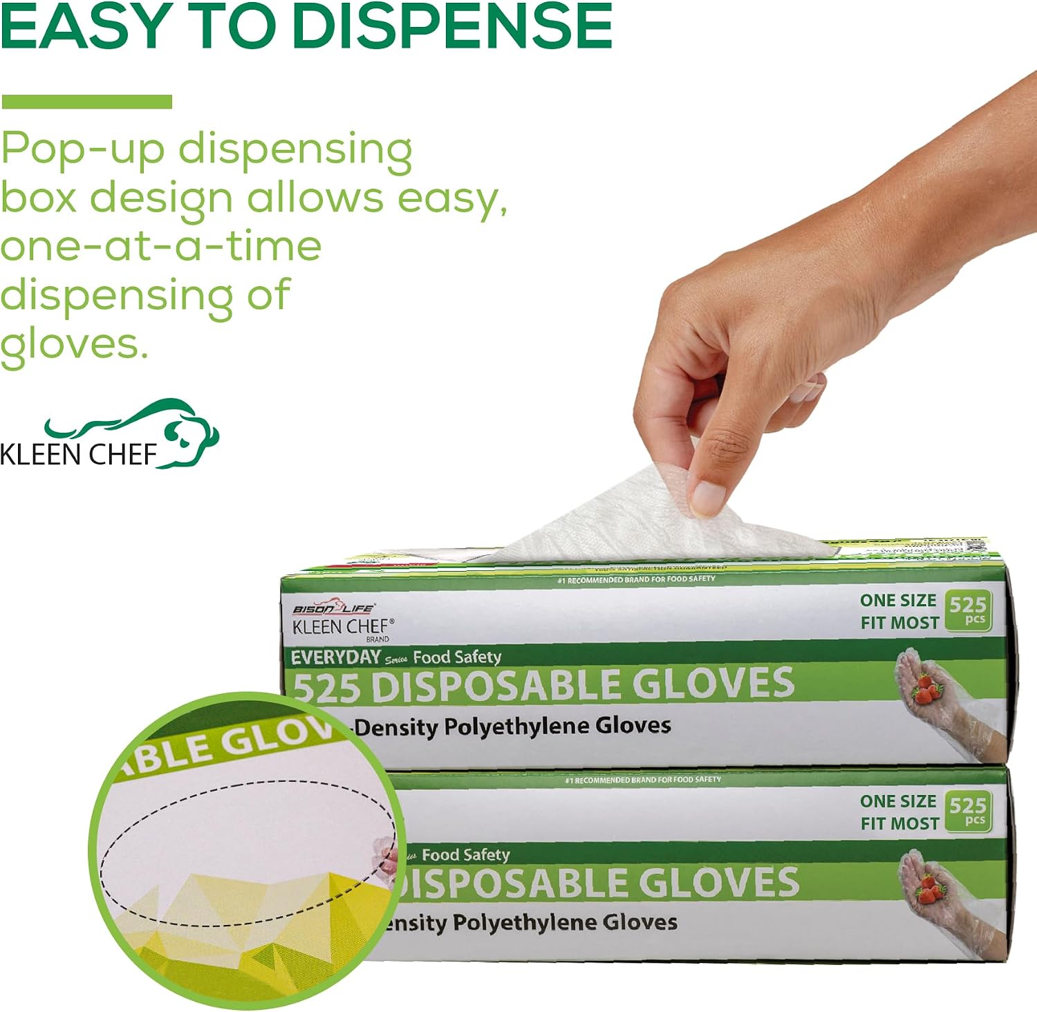 KLEEN CHEF Disposable Food Handling Long Cuff Cleaning Poly Gloves, One Size Fits Most, Small, Medium, Large, X-Large