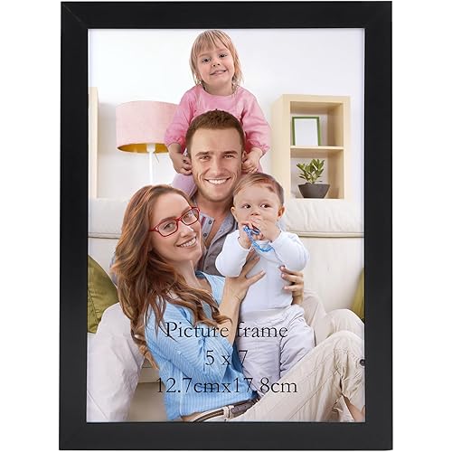 Giftgarden 5x7 Picture Frame Black, 5 by 7 Thin Photo Frame for Wall Tabletop Display, Single