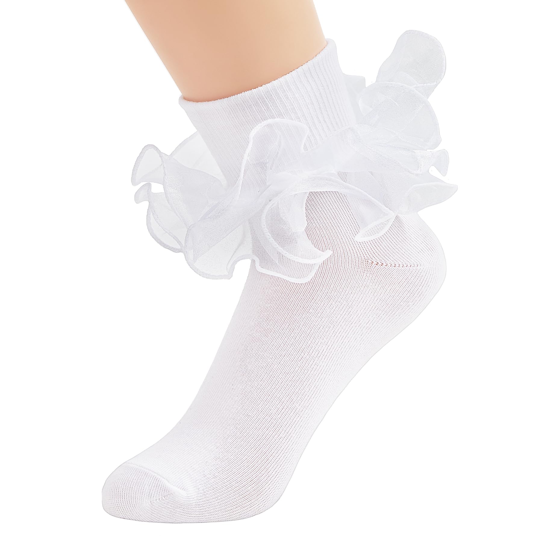 Komorebi Big Ruffle Ankle Socks Lace Frilly Cotton Socks for Women Girls