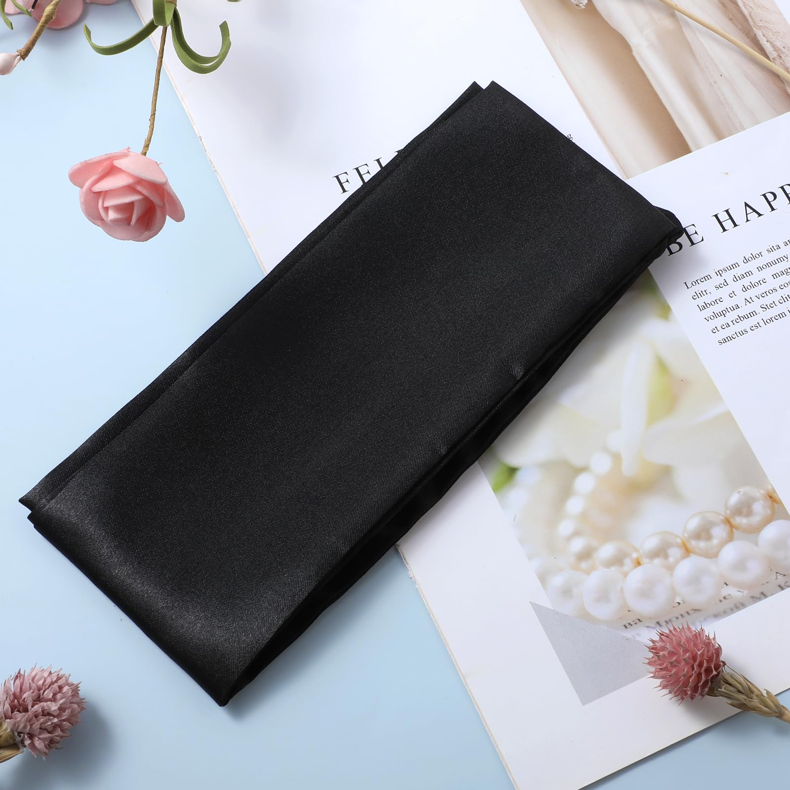 Maschera Per Occhi In Raso Nero - 150 Cm Regolabile, Morbida, Oscurante Per Dormire, Viaggi E Meditazione
