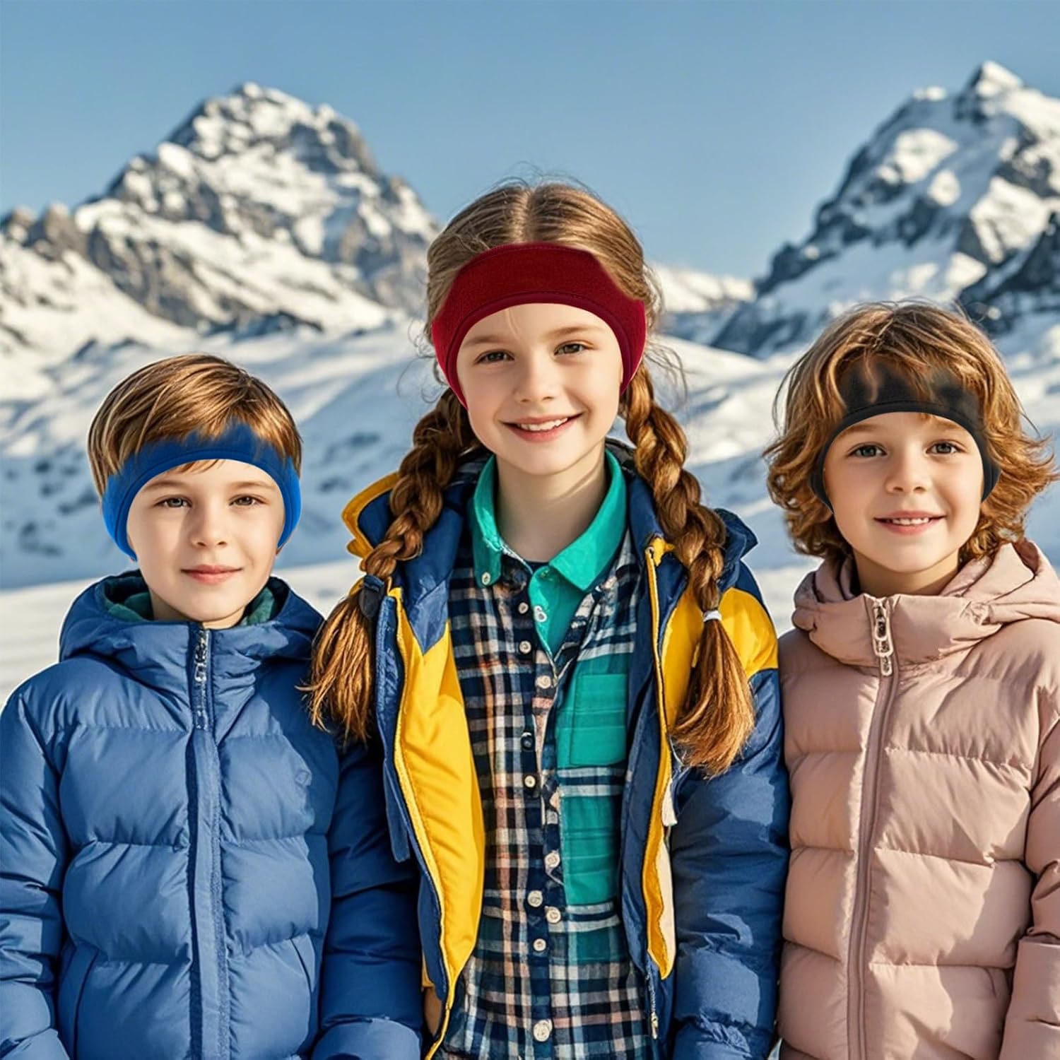 4 Pcs Kids Ear Warmer Fleece Headband Winter Ear Warmer Headband Fleece Running Ear Muffs for Child Outside Running Sporting (Black,blue,red,grey) - Image 5