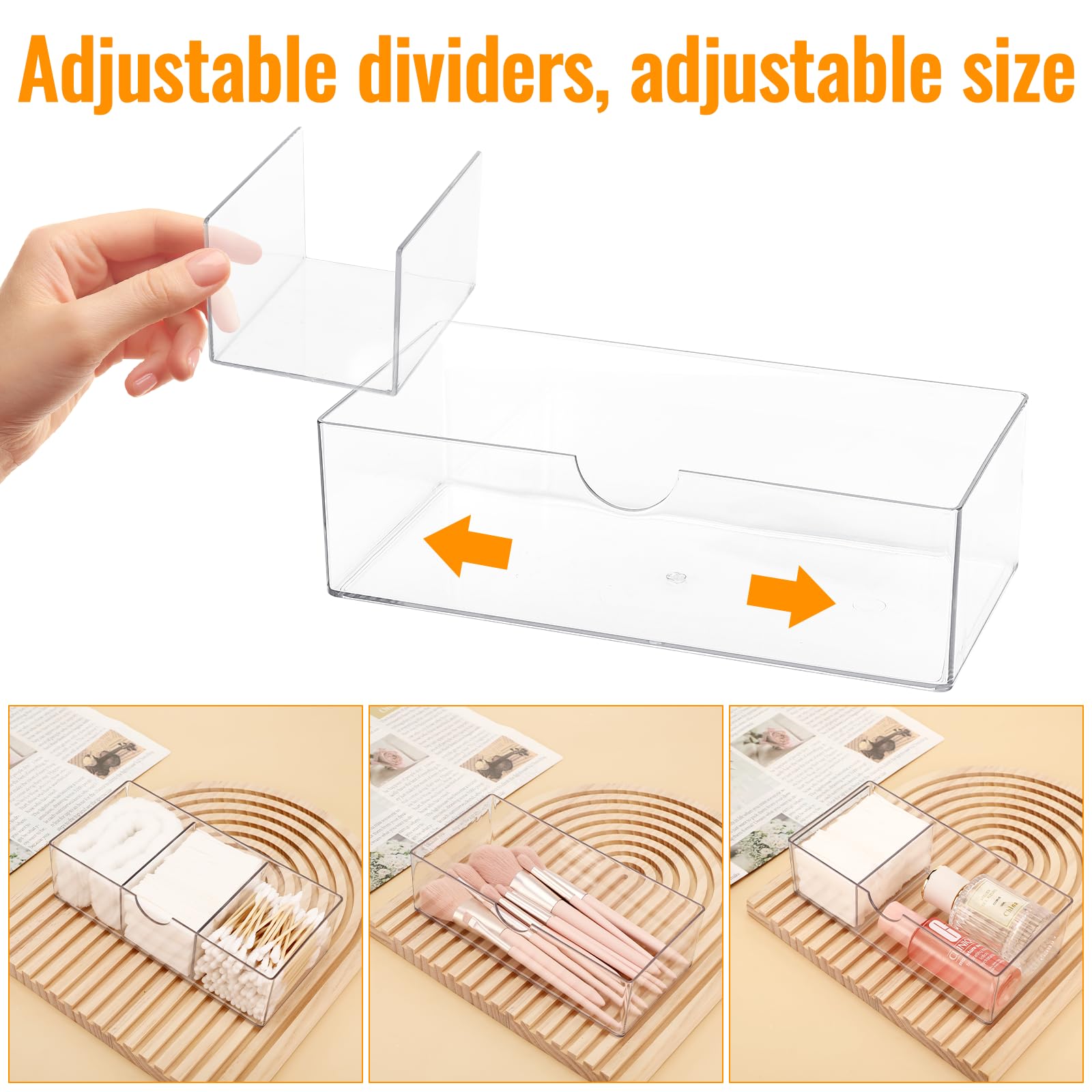 Pavlleen 3 Pezzi Trucchi Trasparente In Acrilico,Porta Trucchi Organizer da Bagno, impilabile,per Tavolozza,Pennello,Fondotinta, Rossetto,Forcine