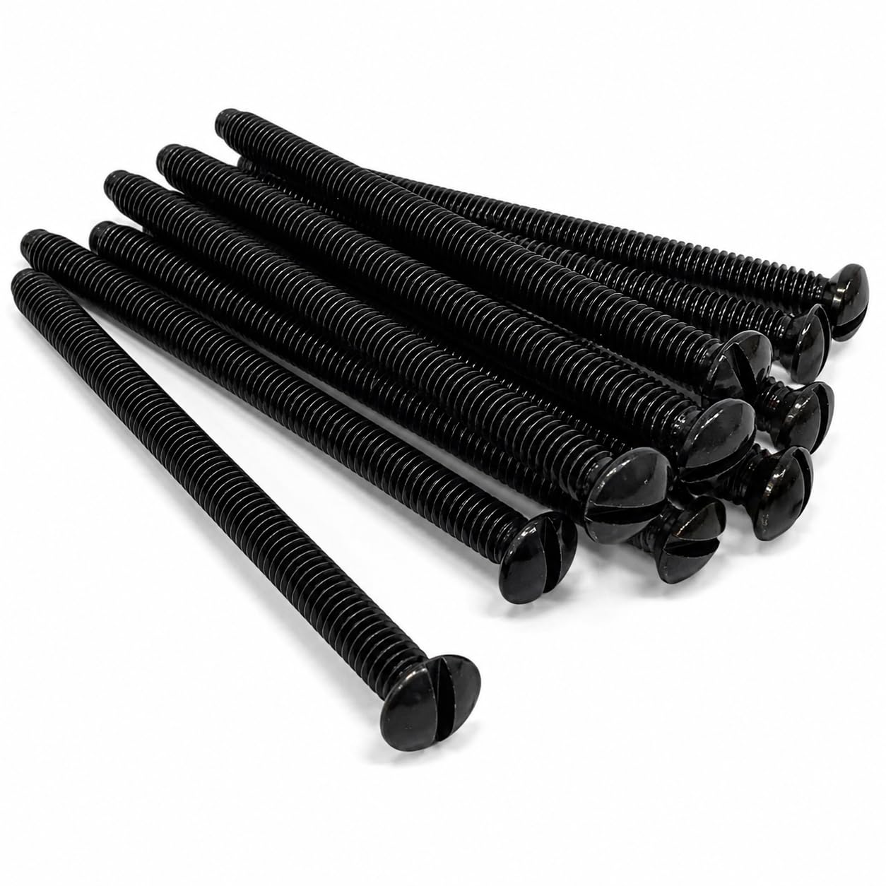 M3.5 x 60mm Black Slotted Head Electrical Machine Screws - Pack of 10