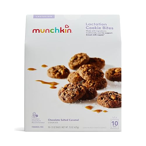 Munchkin Milkmakers - Bocaditos de galletas para lactancia, caramelo salado de chocolate, 10 unidades