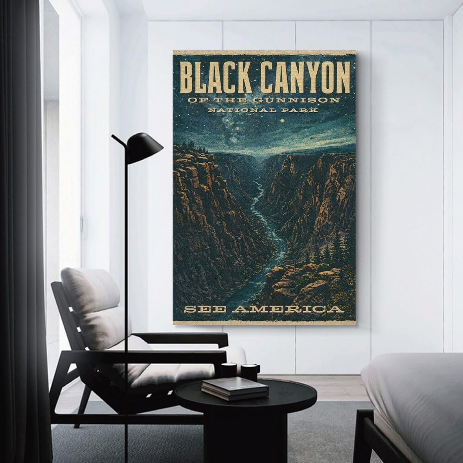 Junmoney Black Canyon of The Gunnison National Park Vintage Home Decor Wall Art, 12x18inch(30x45cm), for New Homes, Bedrooms Or Workspaces, Gift Idea for Housewarming And Birthdays