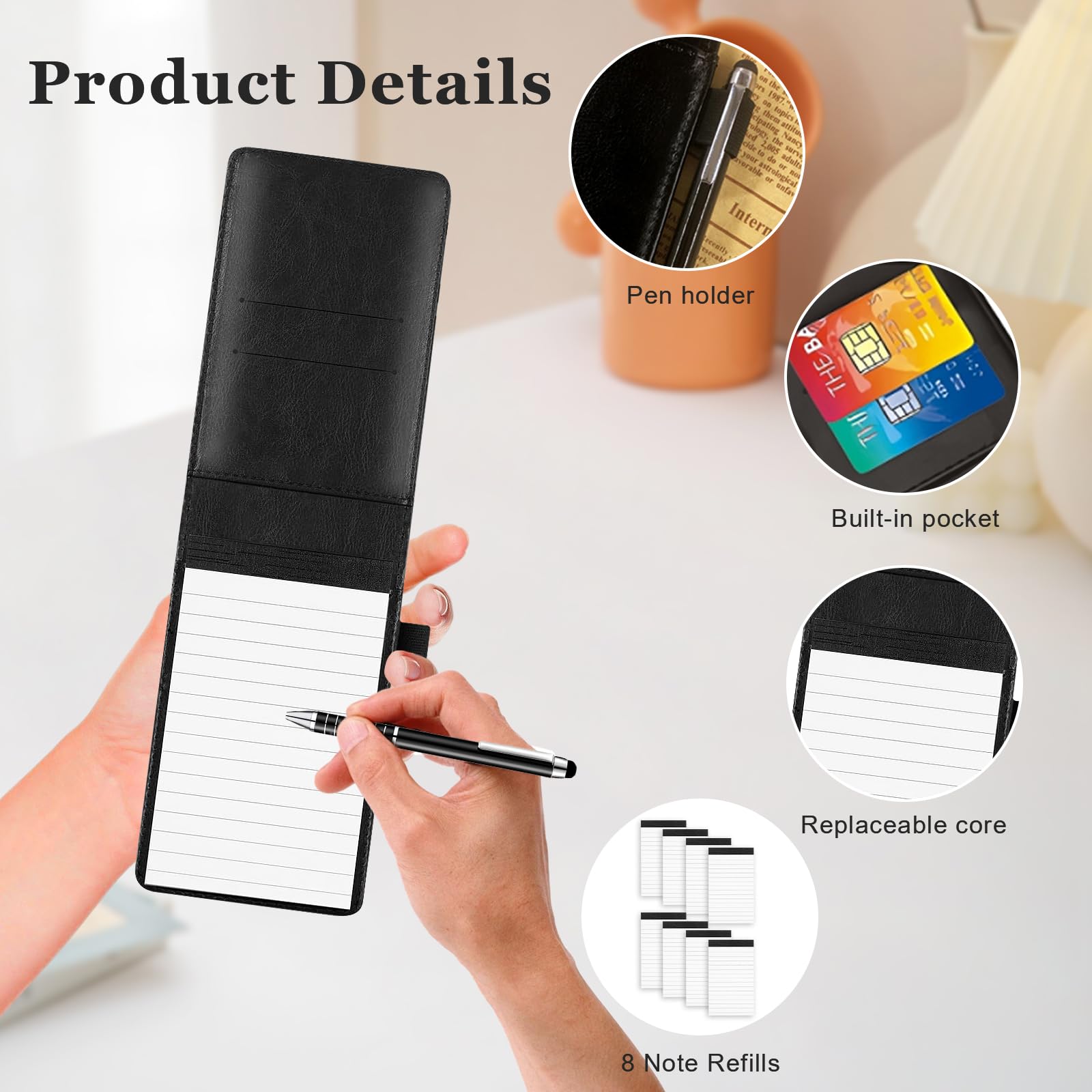 FINEASY Mini Bloc Note de Poche A7 Carnet de Notes en Cuir PU avec et un, mini c FINEASY Mini Bloc Note de Poche A7 Carnet de Notes en Cuir PU avec et un, mini c