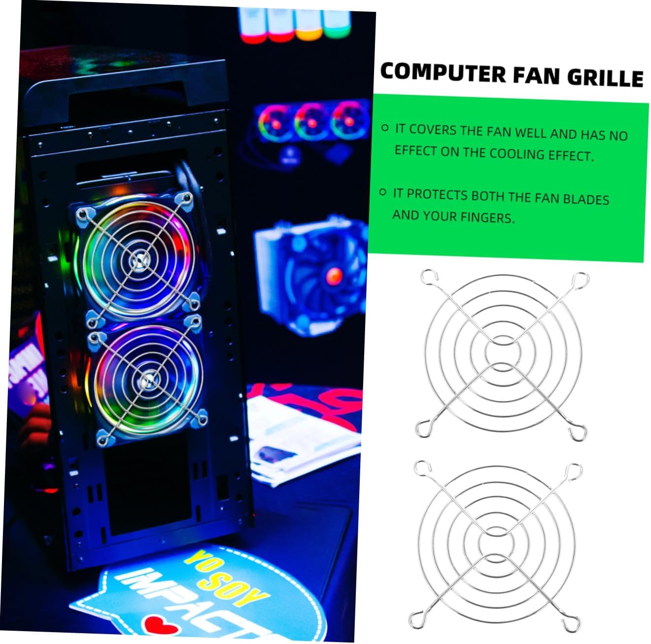 10pcs Metal Cooling Fan Protective Net Grille 8cm Dustproof Fan Cover for Computer Cases Universal Fit Easy Installation Black
