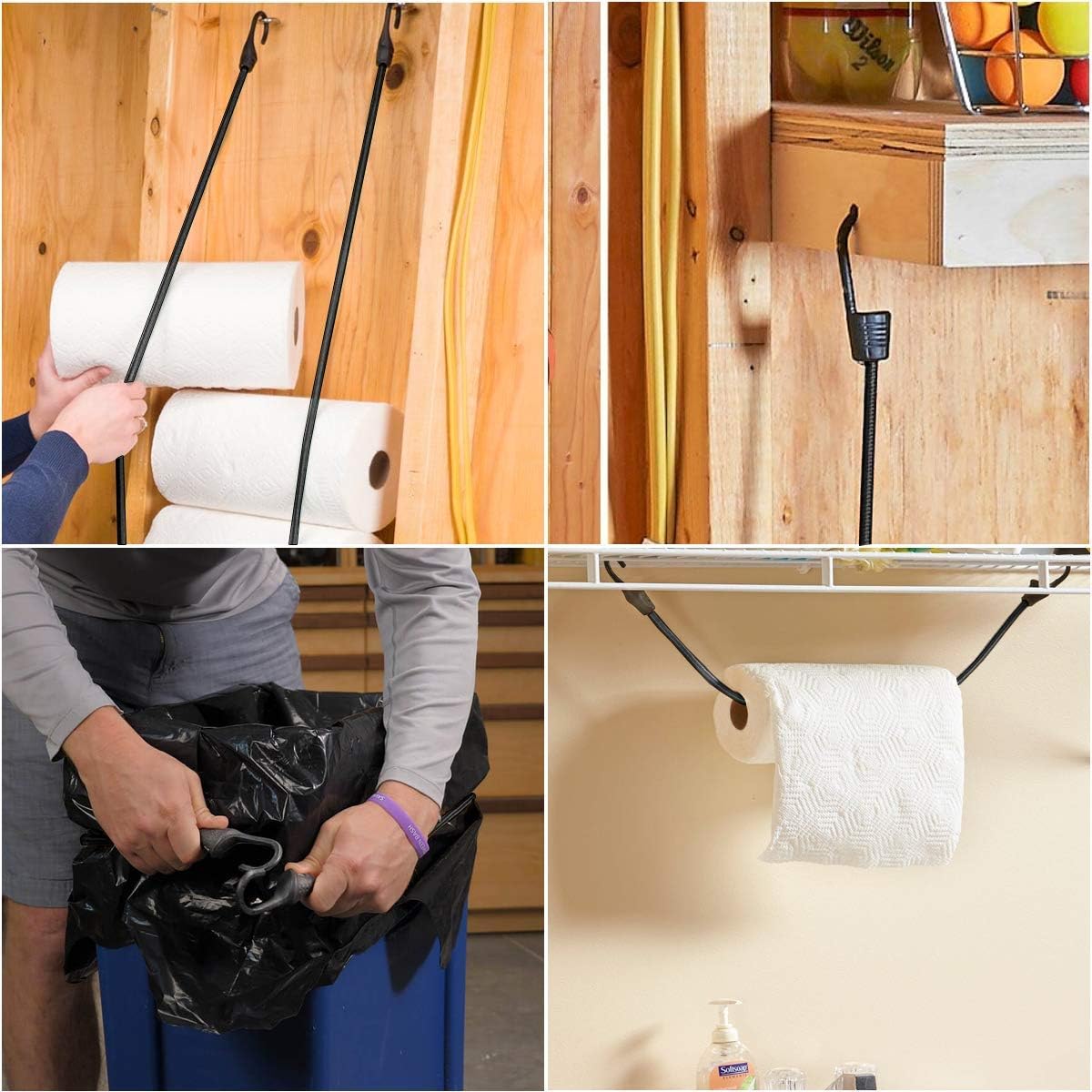 ZHOUBIN 24 Inch Black Bungee Cords with Hooks Heavy Duty, 4 Pcs : Tools & Home Improvement