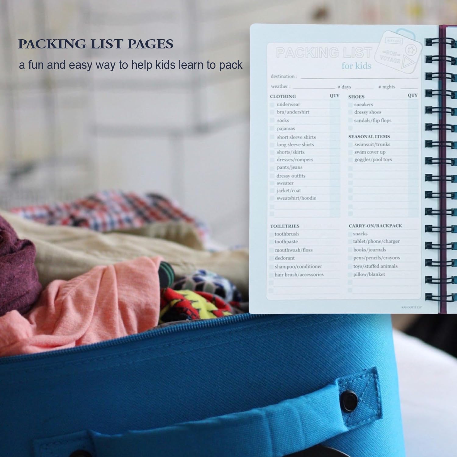 Diario di viaggio per bambini - modo semplice e divertente per documentare diverse vacanze infantili in un unico diario (verde acqua e blu)