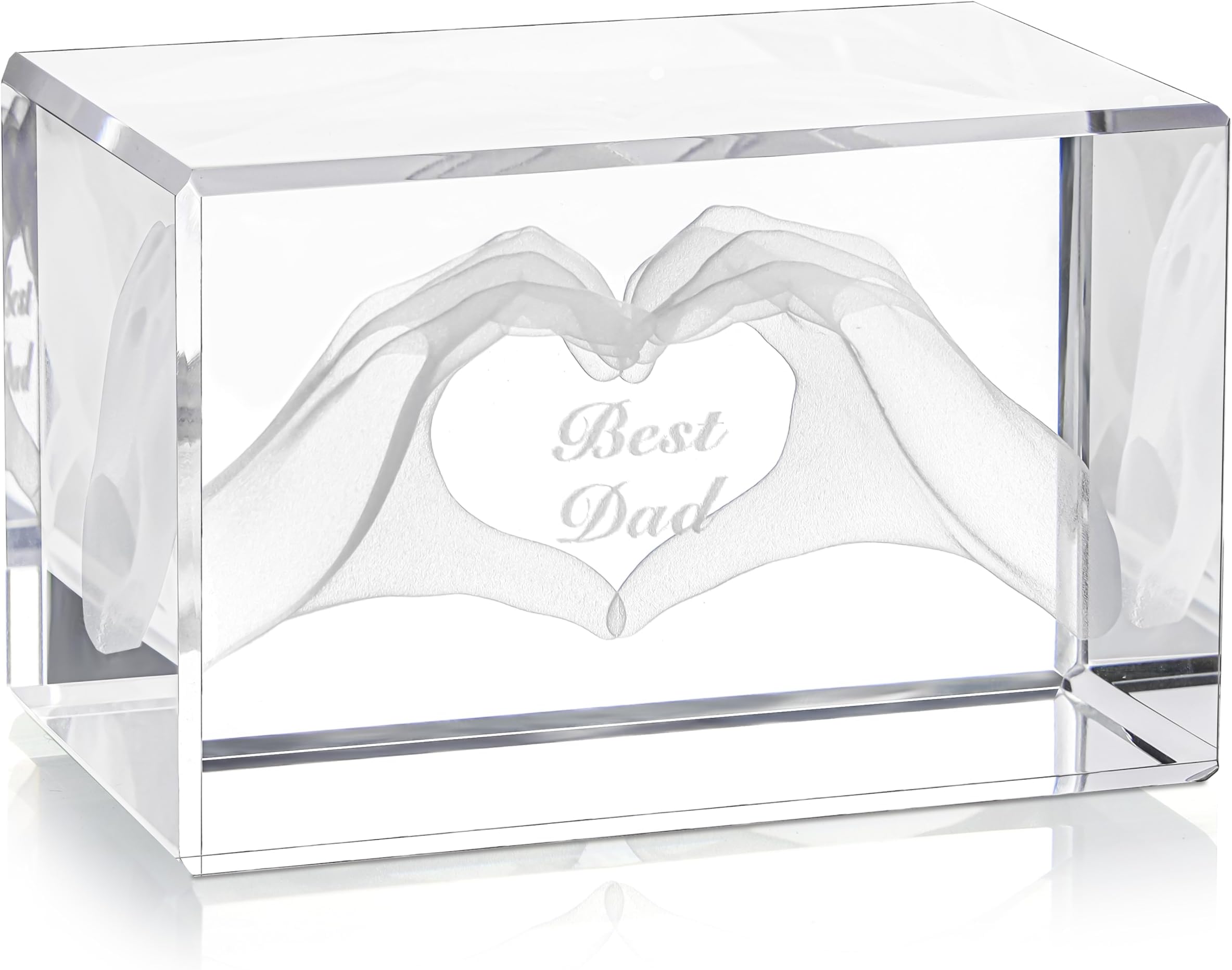 BELLE VOUS Engraved Crystal Gift for Dad - Best Dad Engraved Text in Glass Cube - Keepsake/Collectible Present Ideal for Father's Day, Birthday and Christmas - Thoughtful Gift for Men/Dads