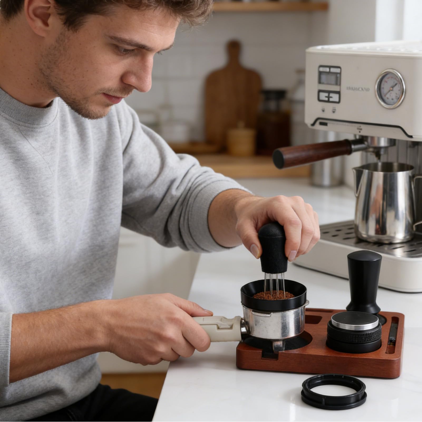 Kit de Tasador de Café | 7 piezas ergonómicas antideslizantes – Juego de accesorios para cafetera – para uso en casa, cocina, estudio, bar, mostrador, tienda