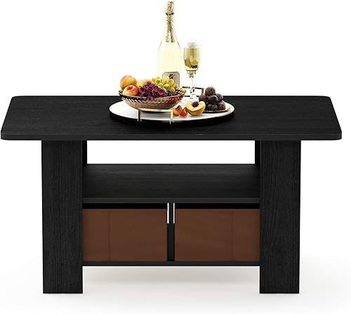Miniatura 10 de Furinno 11158DBR/BK - Mesa de centro con almacenaje Columbia Nogal/Marrón Oscuro,Americano/Marrón Medio,Roble francés gris/negro.,Ámbar