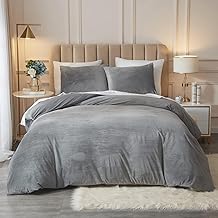 NEW LEAF Super Premium Quilt Cover Double Bed with Zipper Blanket Cover/rajai Cover/Comforter Cover/Duvet Cover King Size Soft Flannel Warm & Cozy Stuff 90x100 Inches, Grey