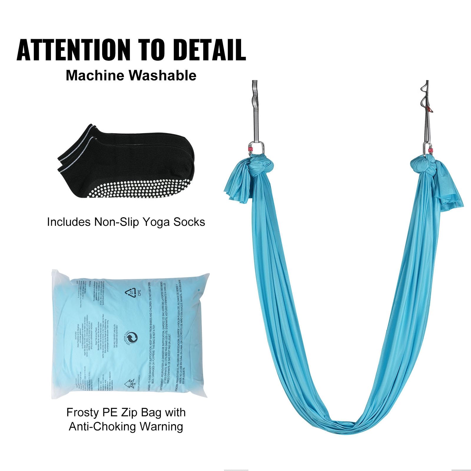 VEVOR Amaca e Altalena per Yoga Aereo, 5,5 Iarde, 100 g/m², Hardware Completo per l'attrezzatura e Guida di Installazione Semplice, Volo antigravità per Bodybuilding Fitness di Tutti i Livelli, Blu