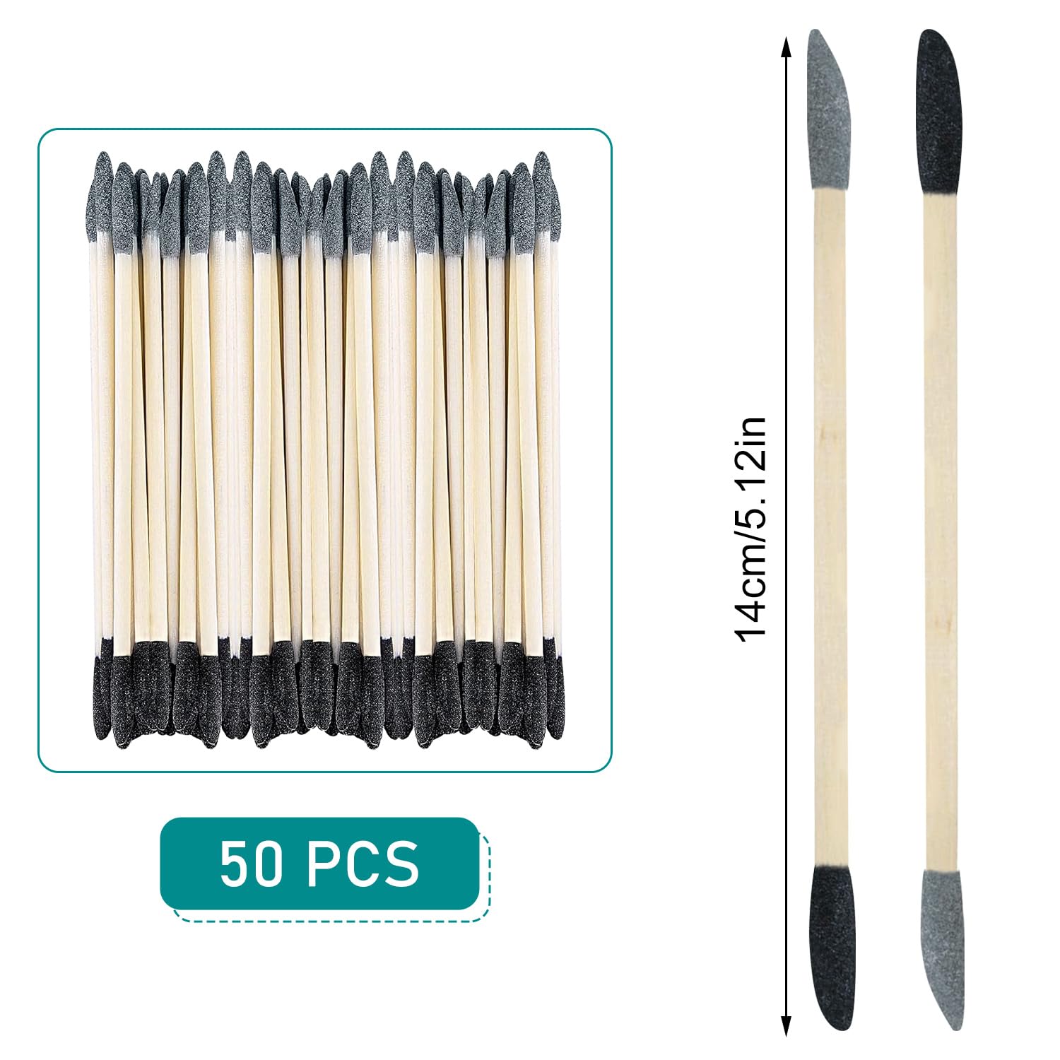 50 Pezzi Bastoncini Abrasivi 2 in 1 Set, Granulometria 150 Nero e 280 Grigio, Materiale di Betulla, per Modellismo, Gundam, Lavorazione del Legno e Nail Design (betulla + sabbia di corindone bianco)