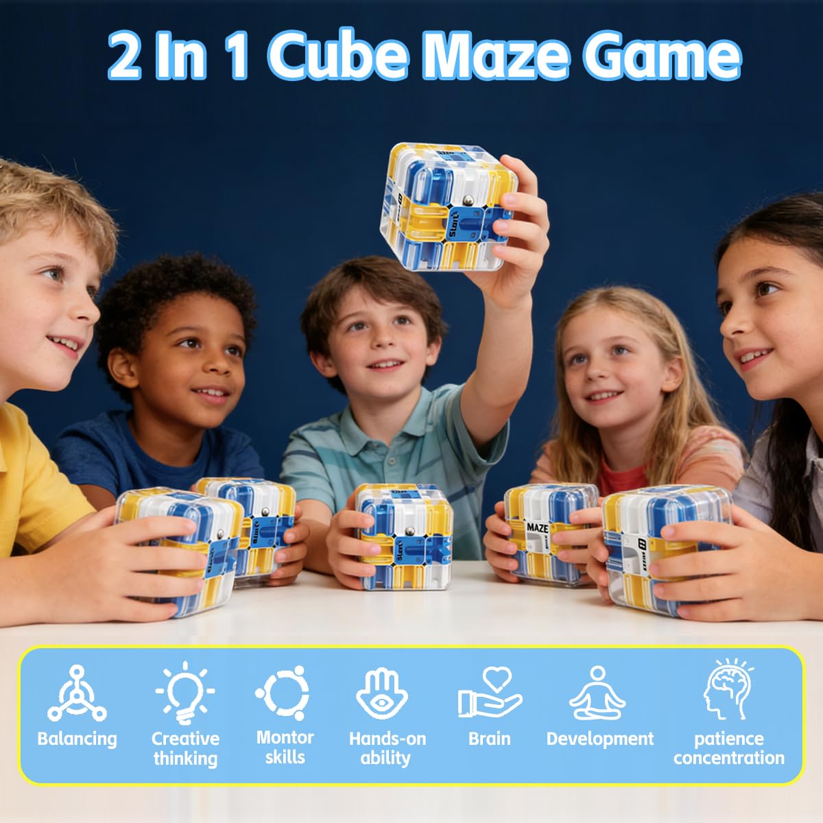 3D Rolling Ball Maze Cube, Large Labyrinth 3D Puzzle Marble Maze Cube, Brain Teaser Game - Image 2
