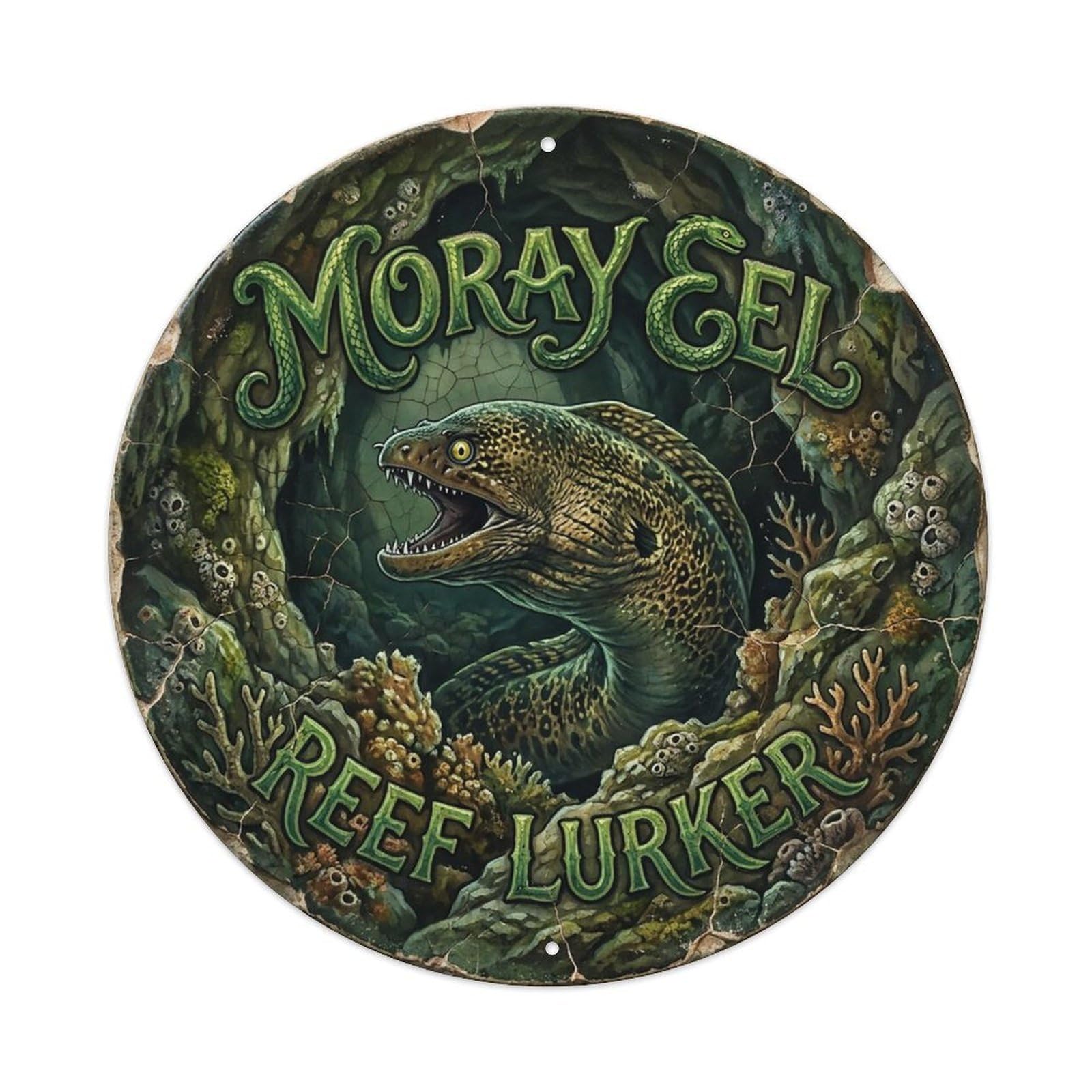 Cxhjca 8X8inch(20X20cm) Moray Eel Reef Lurker Metal Tin Sign