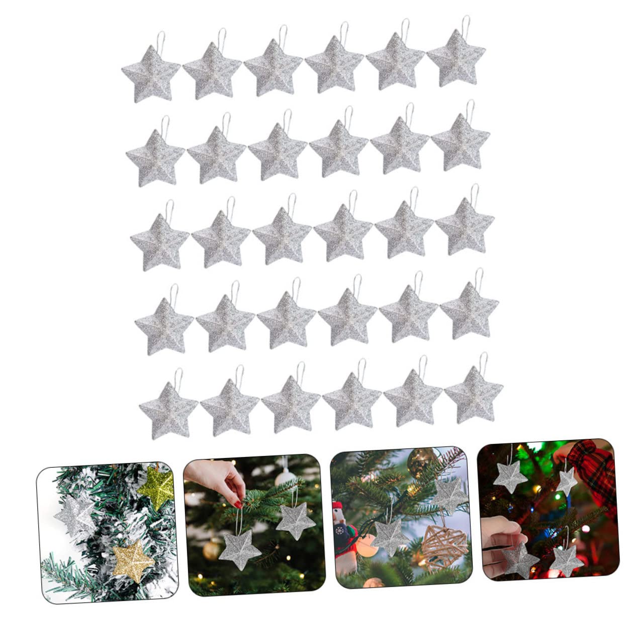 Cabilock 120 Pz Albero di Natale pentagramma stelle di natale stelle ornamenti da appendere all'albero di ciondoli stella di forniture per feste ciondoli per