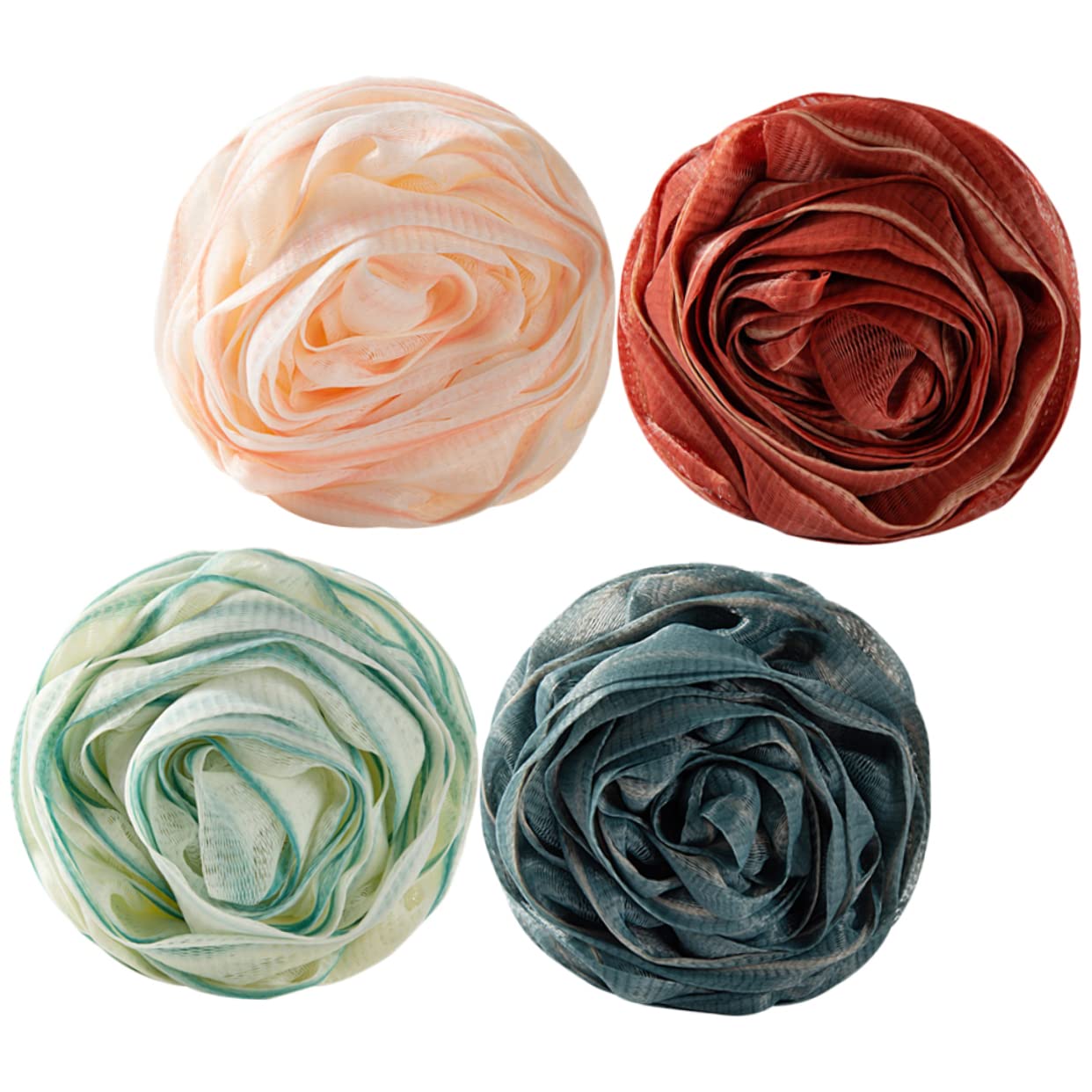 SHERCHPRY 4Pcs Colorful Shower Puff Reusable Bathing Balls with Mesh Nets for Gentle Exfoliation for Skin Cleansing Relaxation The Shower Bath