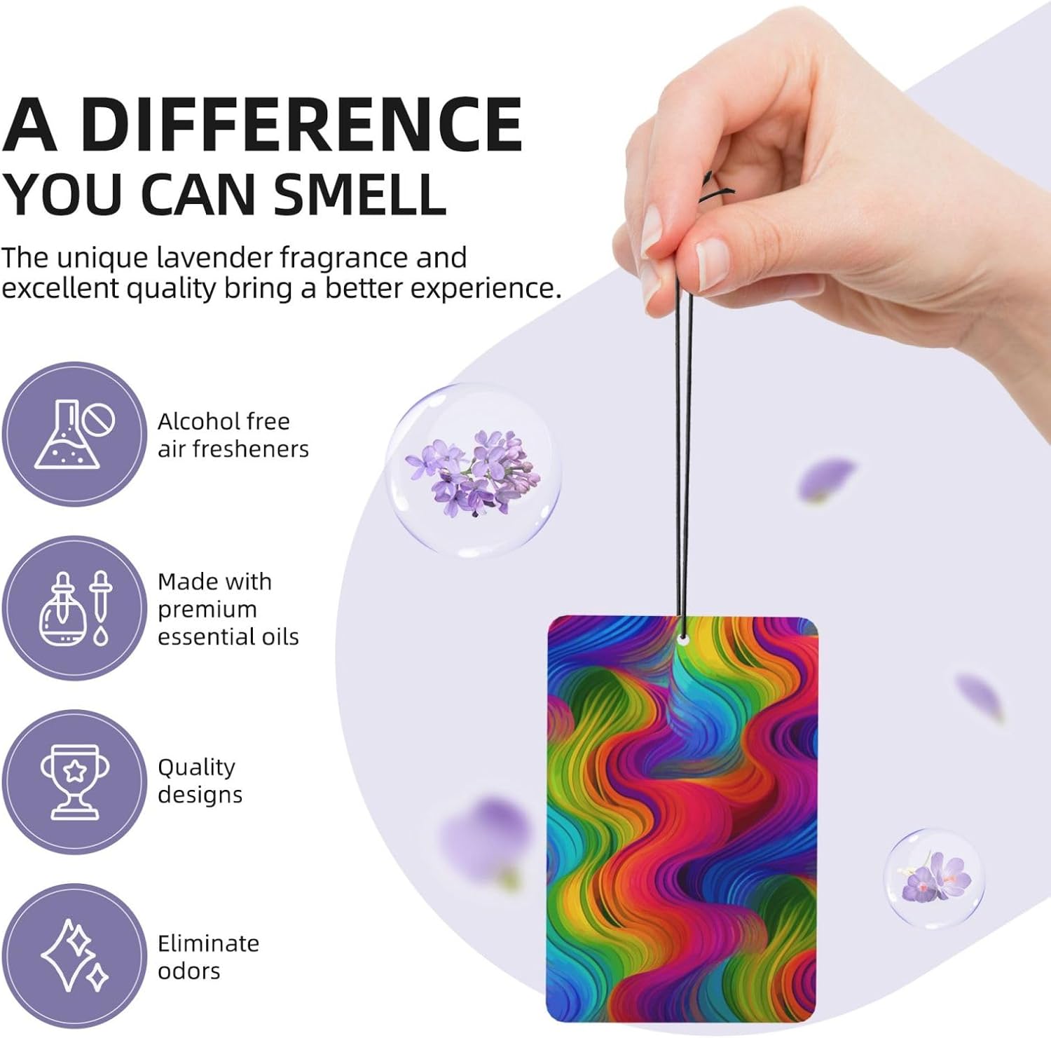 Car Air Freshener 24 PCS Rainbow Hanging Car Air Fresheners Auto Interior Decor Card Freshener Strong Scented Card Lavender Cars Scents for Office Bedroom Close Drawer Rectangle