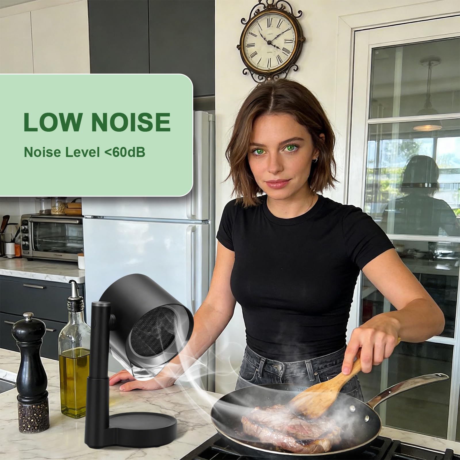 Cappa Aspirante Portatile per Cucina，Cappa Estraibile con Inclinazione, 3 Velocità, Filtro Alluminio - Senza Installazione per Casa, BBQ, Campeggio, Design Compatto e Silenzioso