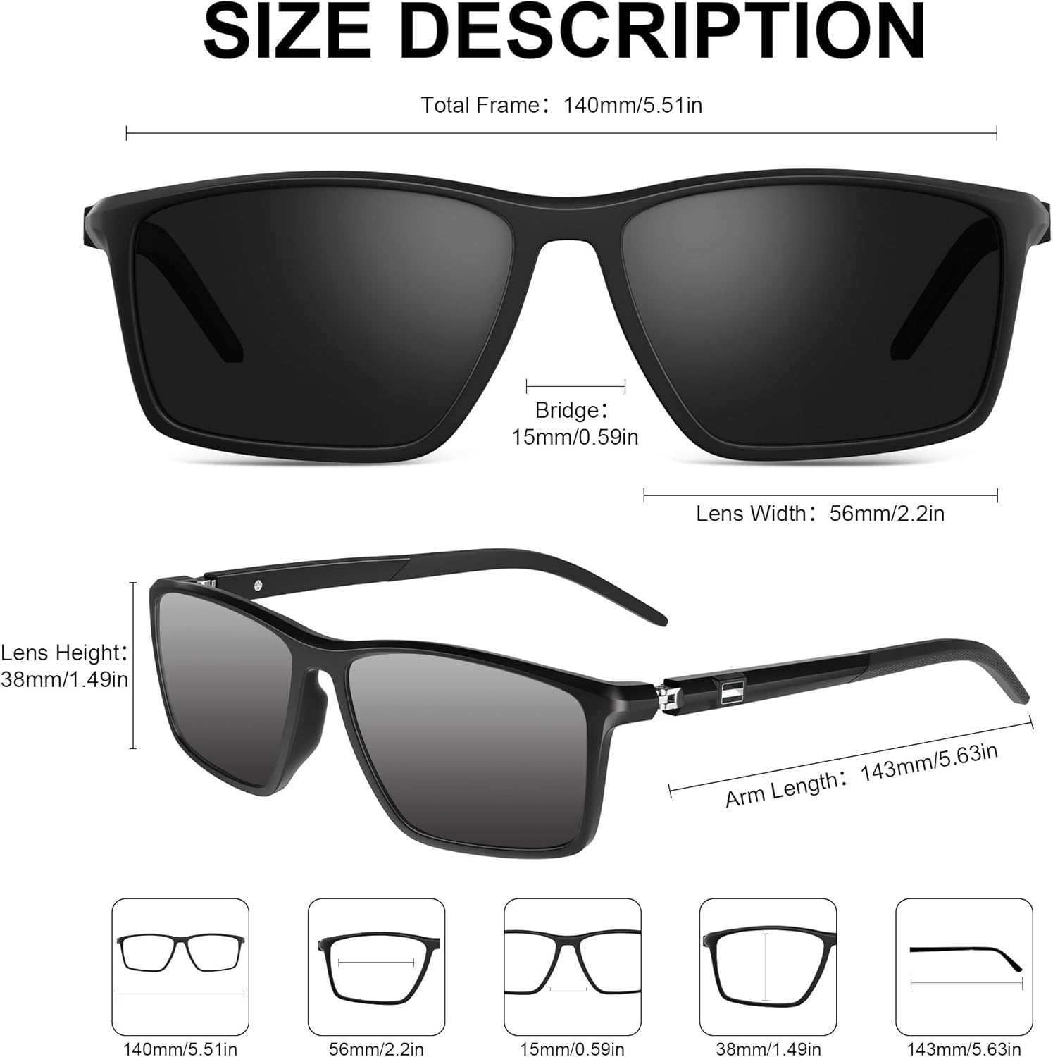 Polarized Sunglasses Men - Lightweight TR90 Sunglasses With UV400 Protection For Driving Fishing Golf - Image 6