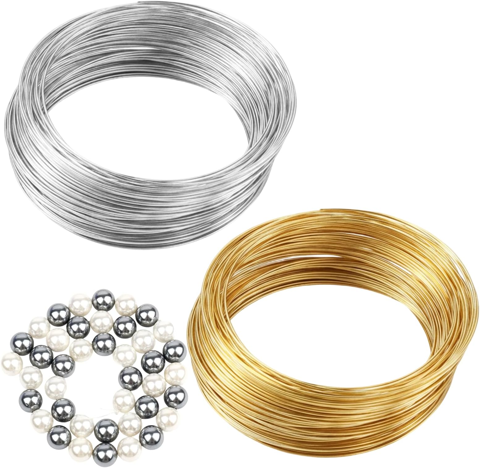 200 Loop Stainless Steel Memory Wire for Jewelry Making, 0.6mm Thickness 6cm Diameter, Bracelet Wire, Gold & Silver Beading (100 Coils/Pack, 2 Packs) for Bracelets, Necklaces & DIY Crafts