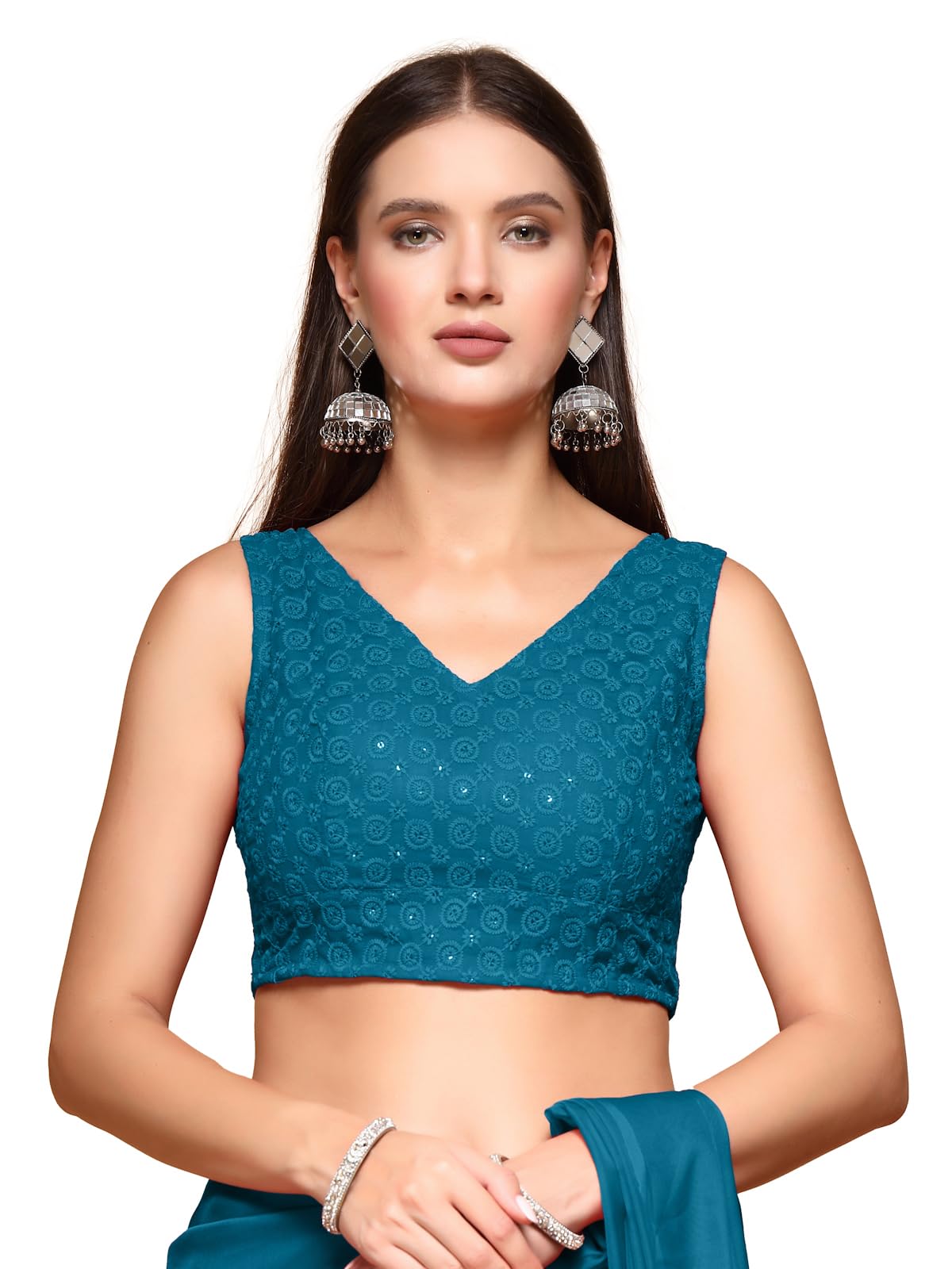 Oomph! Readymade Blouse For Women, Cotton, Sleeveless, V-Neck, Rbbl608