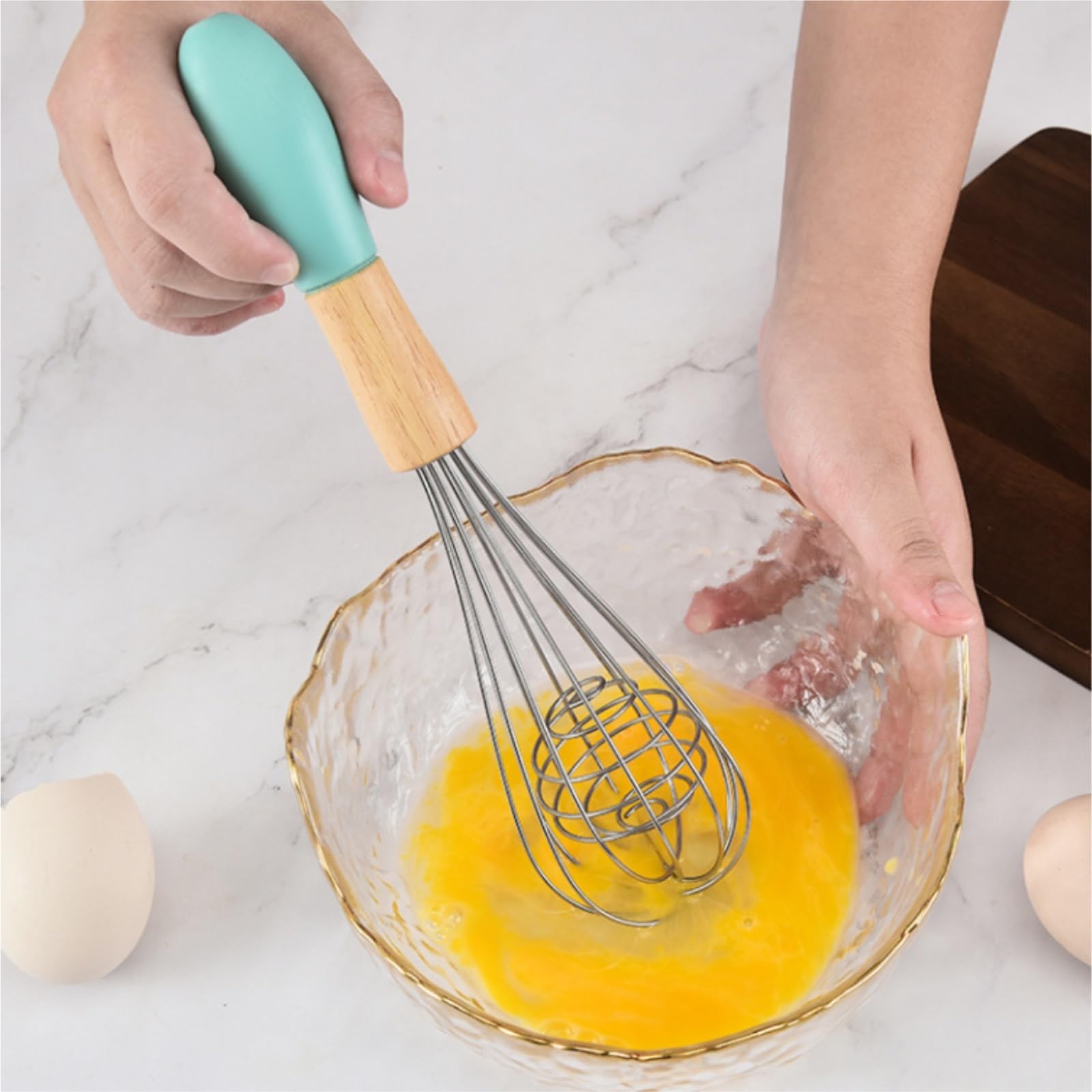 Varillas de Batir para Cocinar Herramientas For Hornear Batidor De Huevos De Acero Inoxidable Batidor De Crema Con Alambre Enrollado Batidor De Huevos Multifunción De Mano For Cocina Huevos, Espumar,